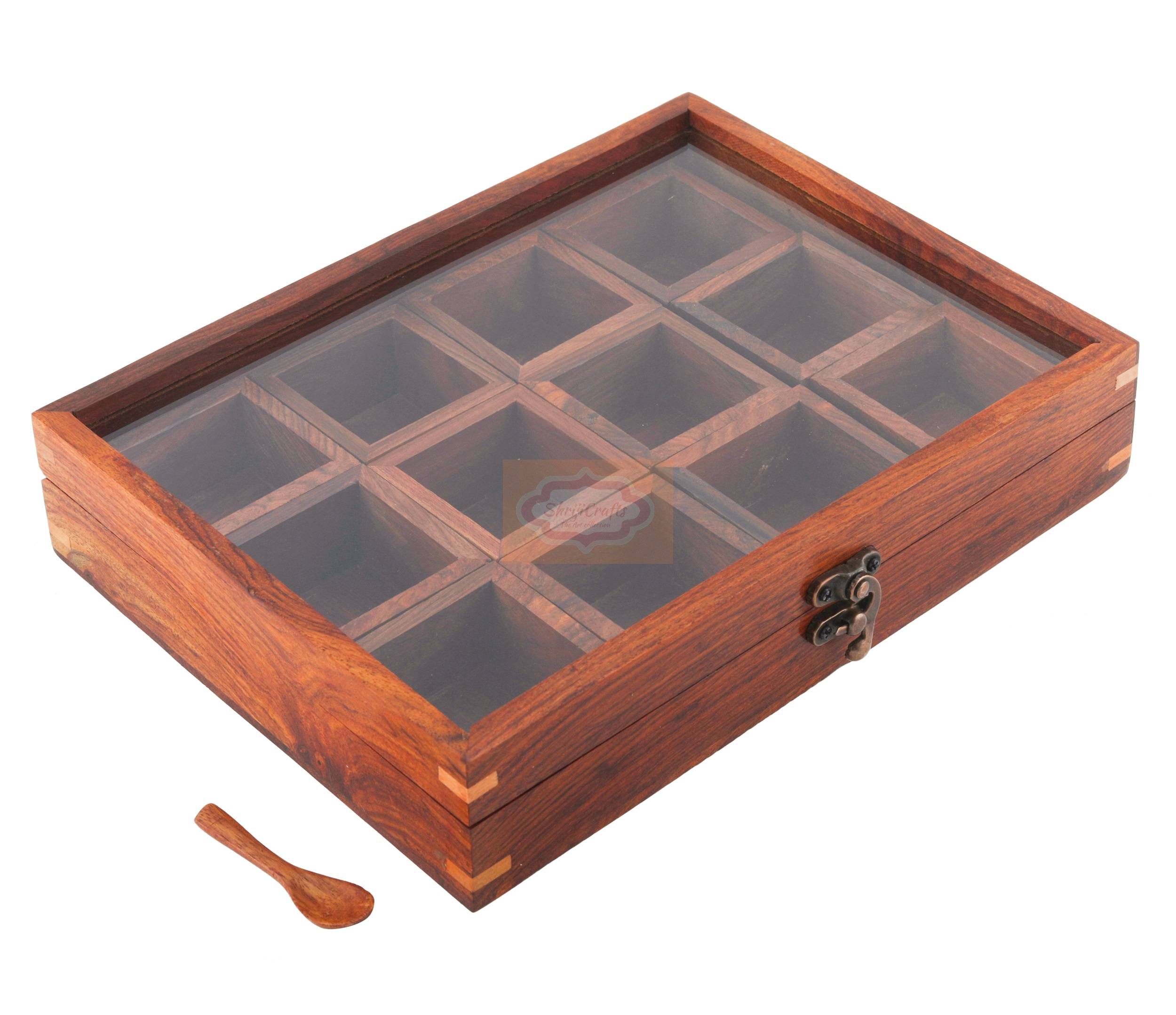 Handcrafted Sheesham Wood Masala Box made from premium-quality natural wood  - View 3