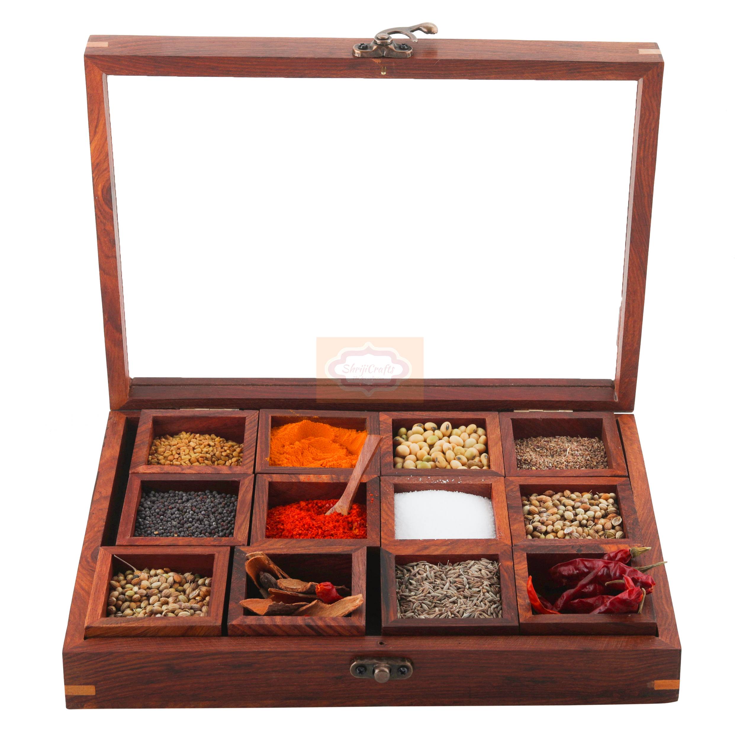 Handcrafted Sheesham Wood Masala Box made from premium-quality natural wood  - View 6