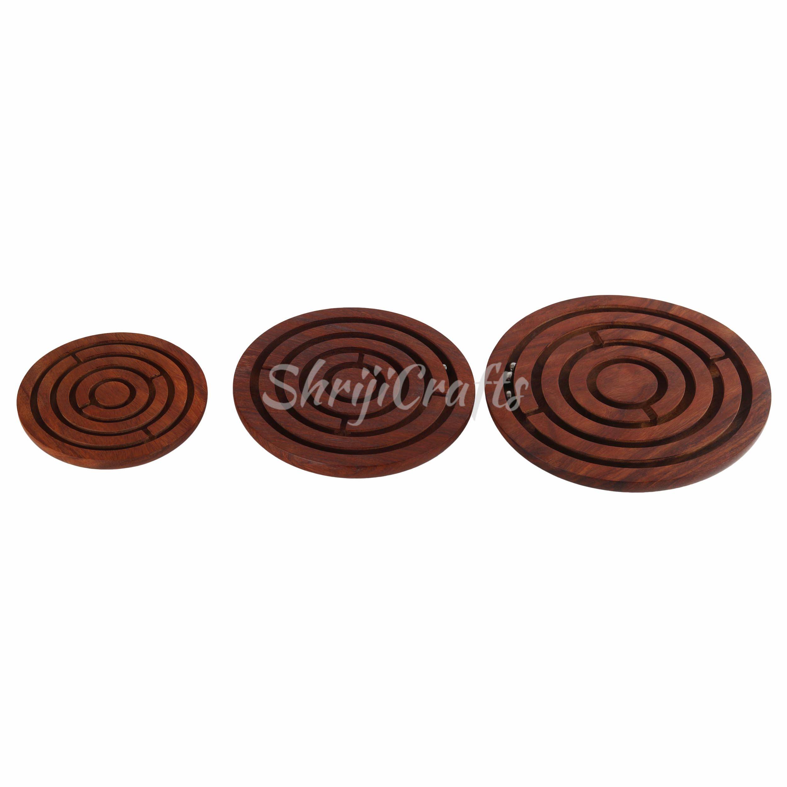 Handcrafted Wooden Labyrinth Ball Maze Puzzle Game for kids and adults, 4, 5 and 6 inches - View 2