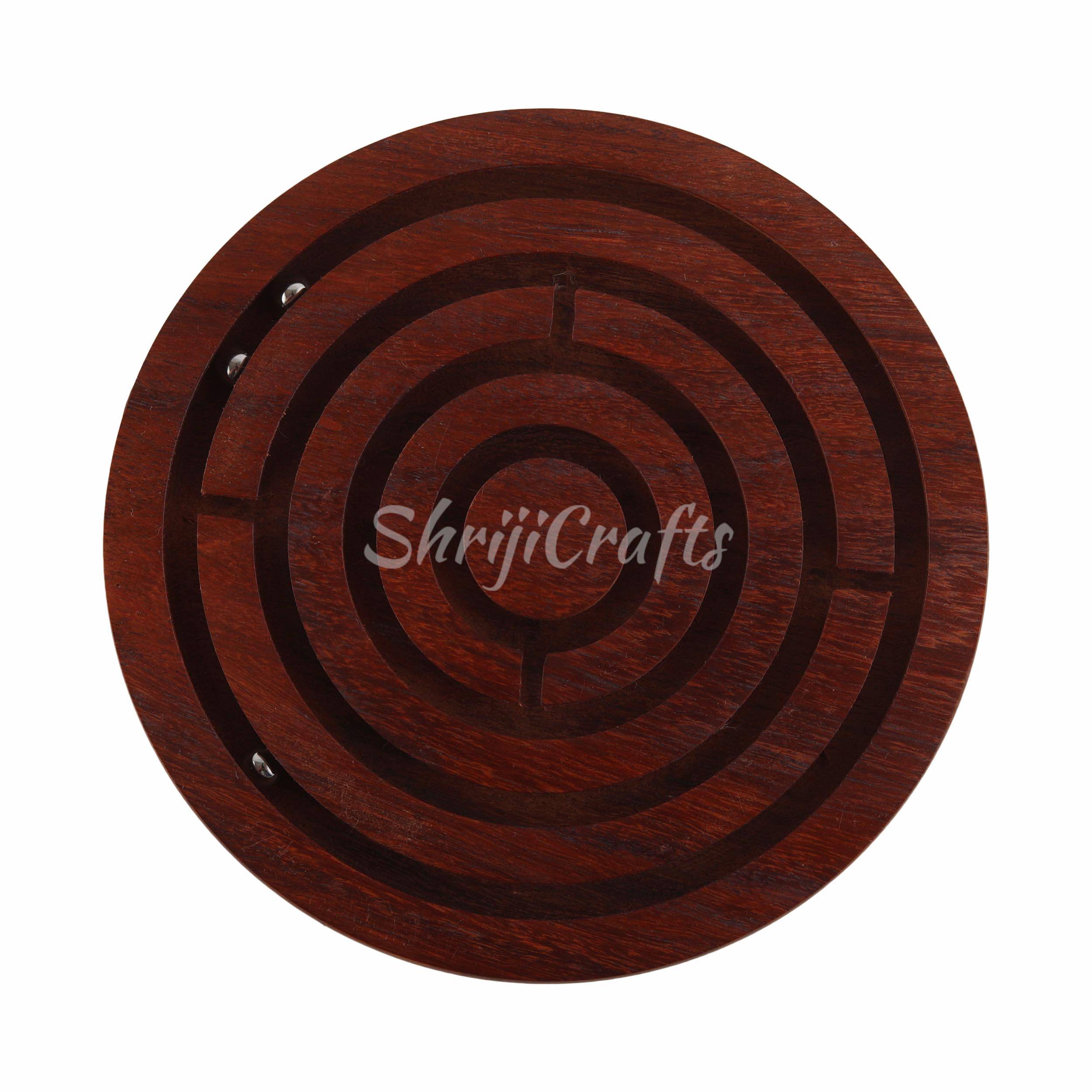Handcrafted Wooden Labyrinth Ball Maze Puzzle Game for kids and adults, 4, 5 and 6 inches - View 3