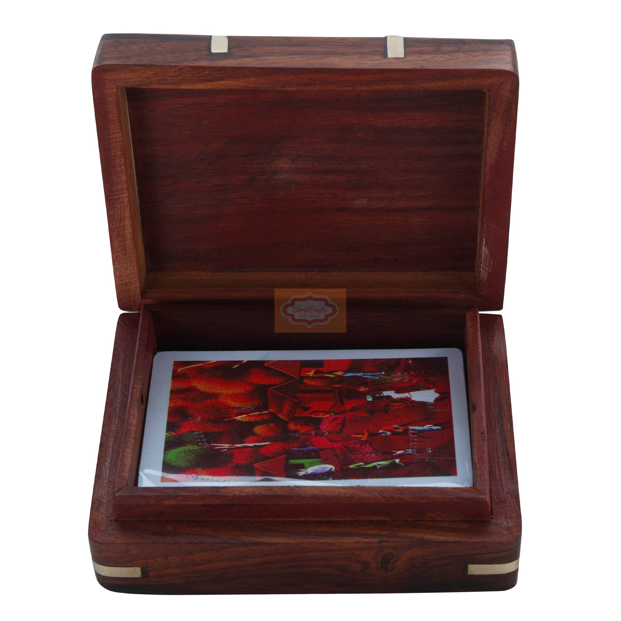Handcrafted wooden playing card holder with multiple slots for easy card viewing - View 3