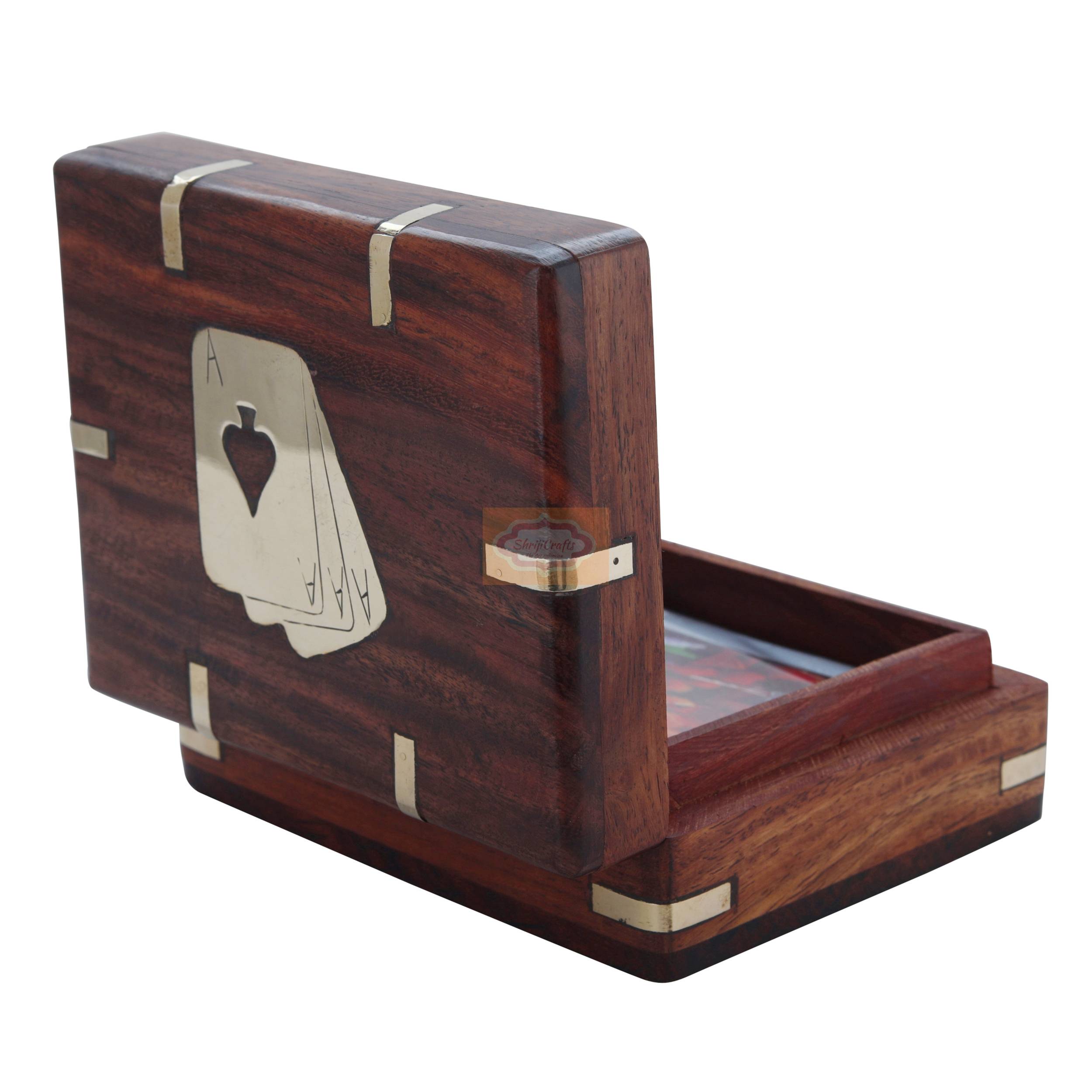 Handcrafted wooden playing card holder with multiple slots for easy card viewing - View 4