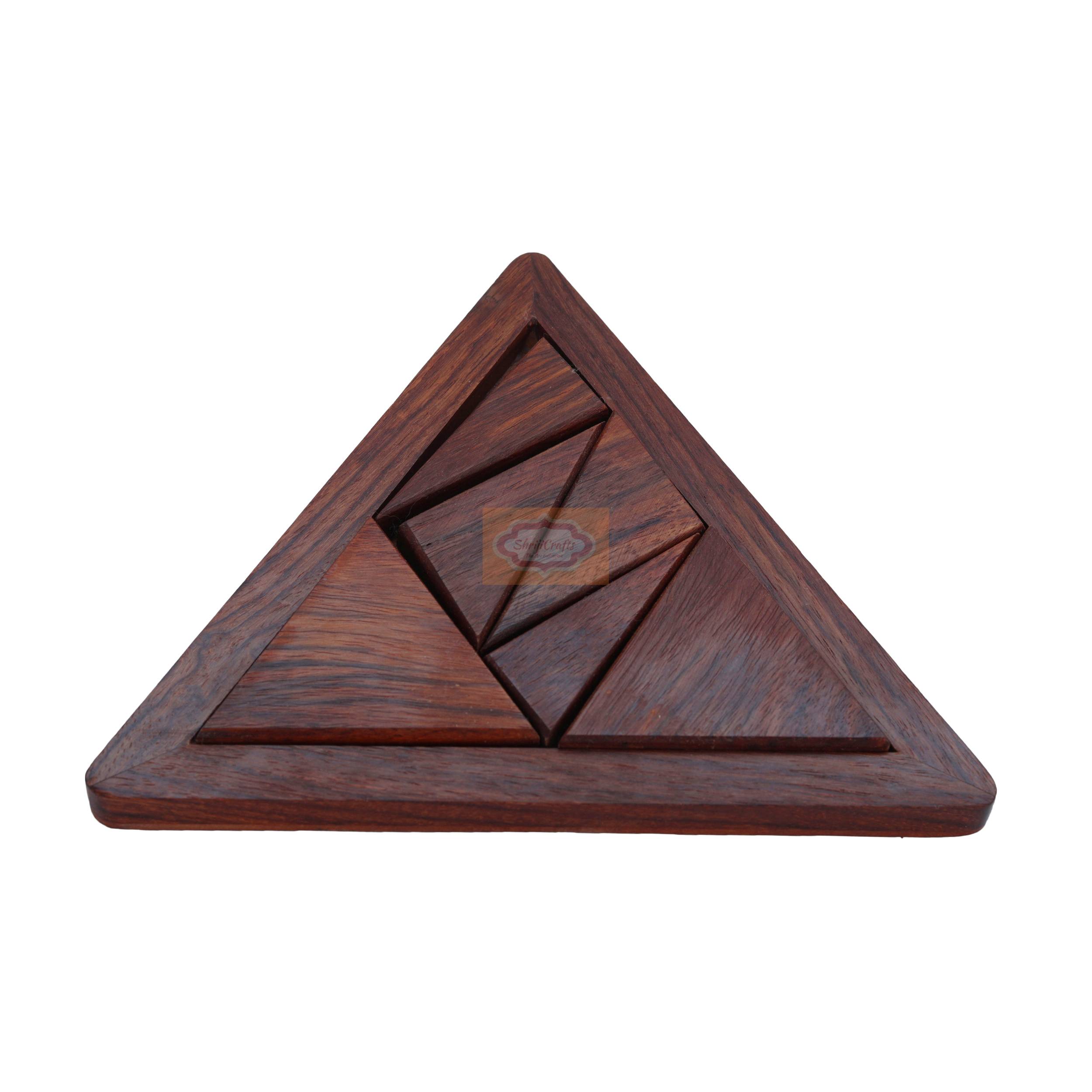 Handcrafted triangle Puzzle Challenge your brain with a classic wooden triangle puzzle - View 2