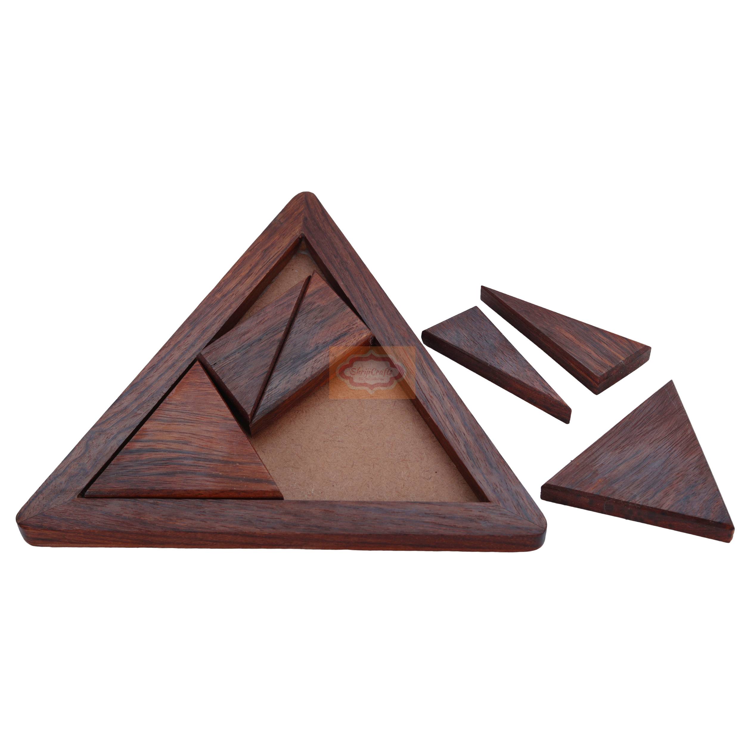 Handcrafted triangle Puzzle Challenge your brain with a classic wooden triangle puzzle - View 3