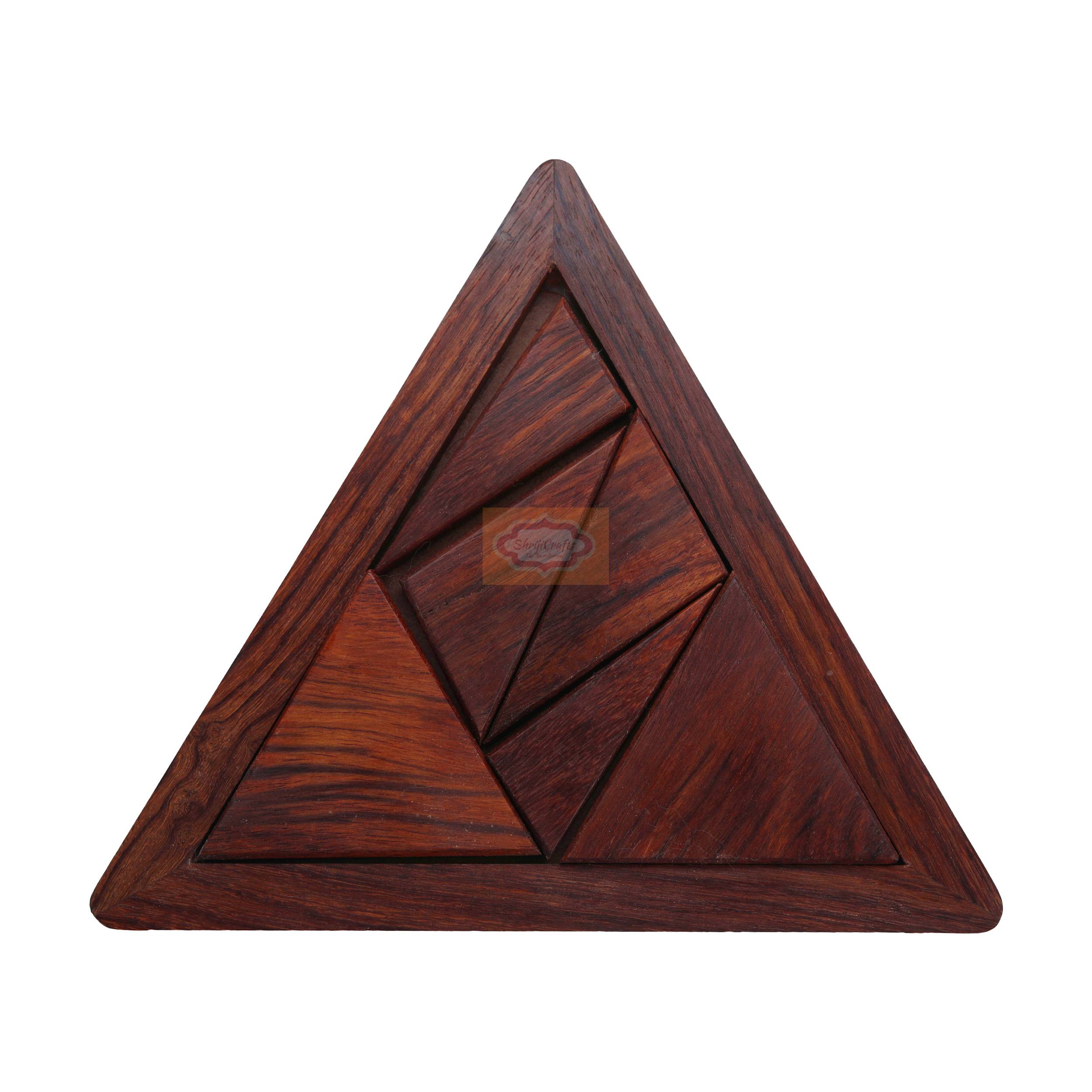 Handcrafted triangle Puzzle Challenge your brain with a classic wooden triangle puzzle - View 4