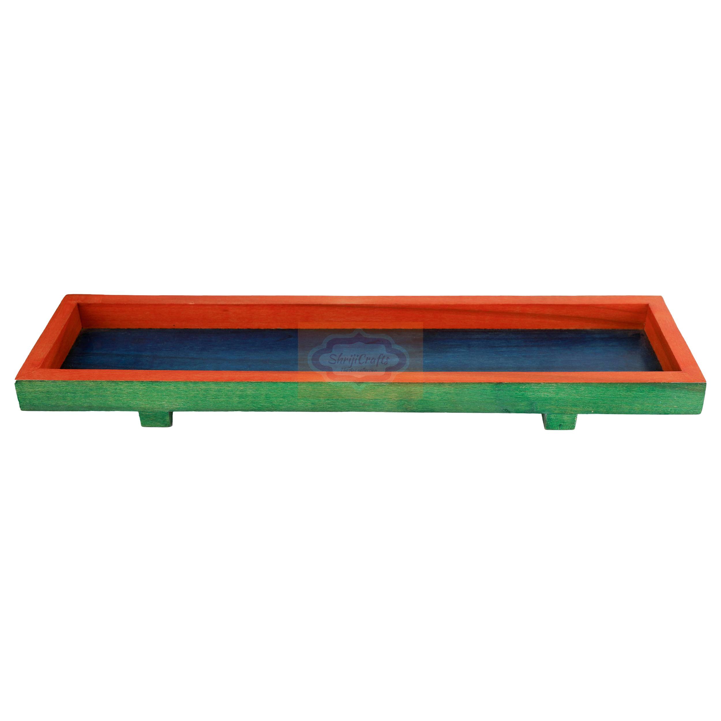 Handcrafted multicolor wooden mukhwas container set with 5 bowls, matching spoons, and a serving tray - View 5
