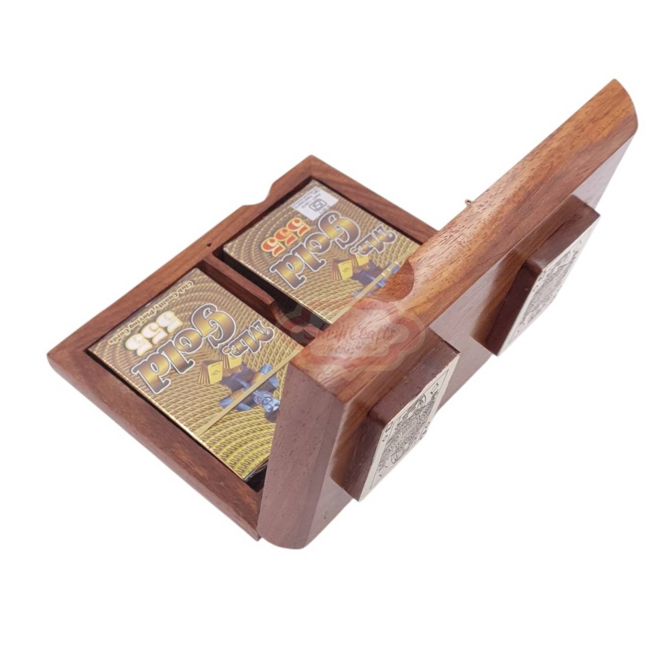 Handcrafted Wooden Playing Card Box for two decks of cards - View 5