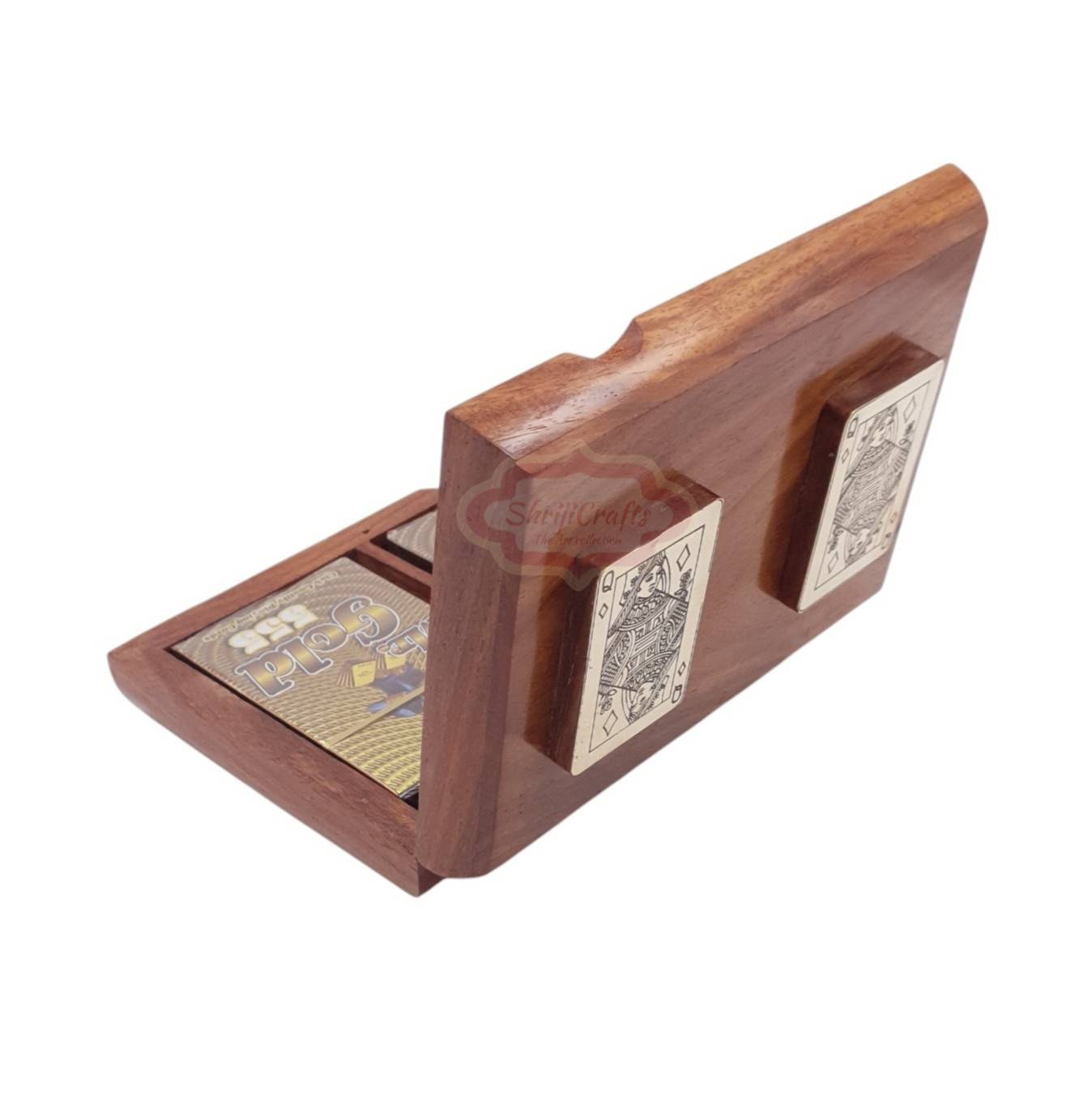 Handcrafted Wooden Playing Card Box for two decks of cards - View 4