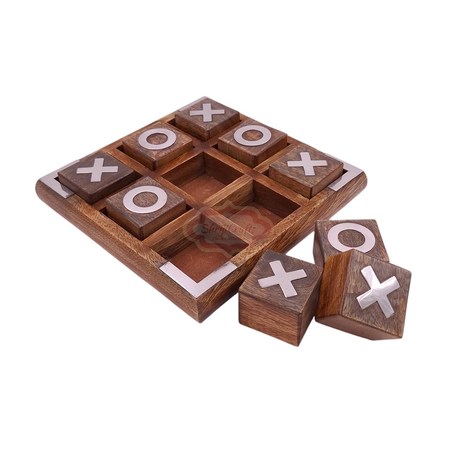 Handcrafted wooden Tic Tac Toe game with durable X & O playing piece - View 7