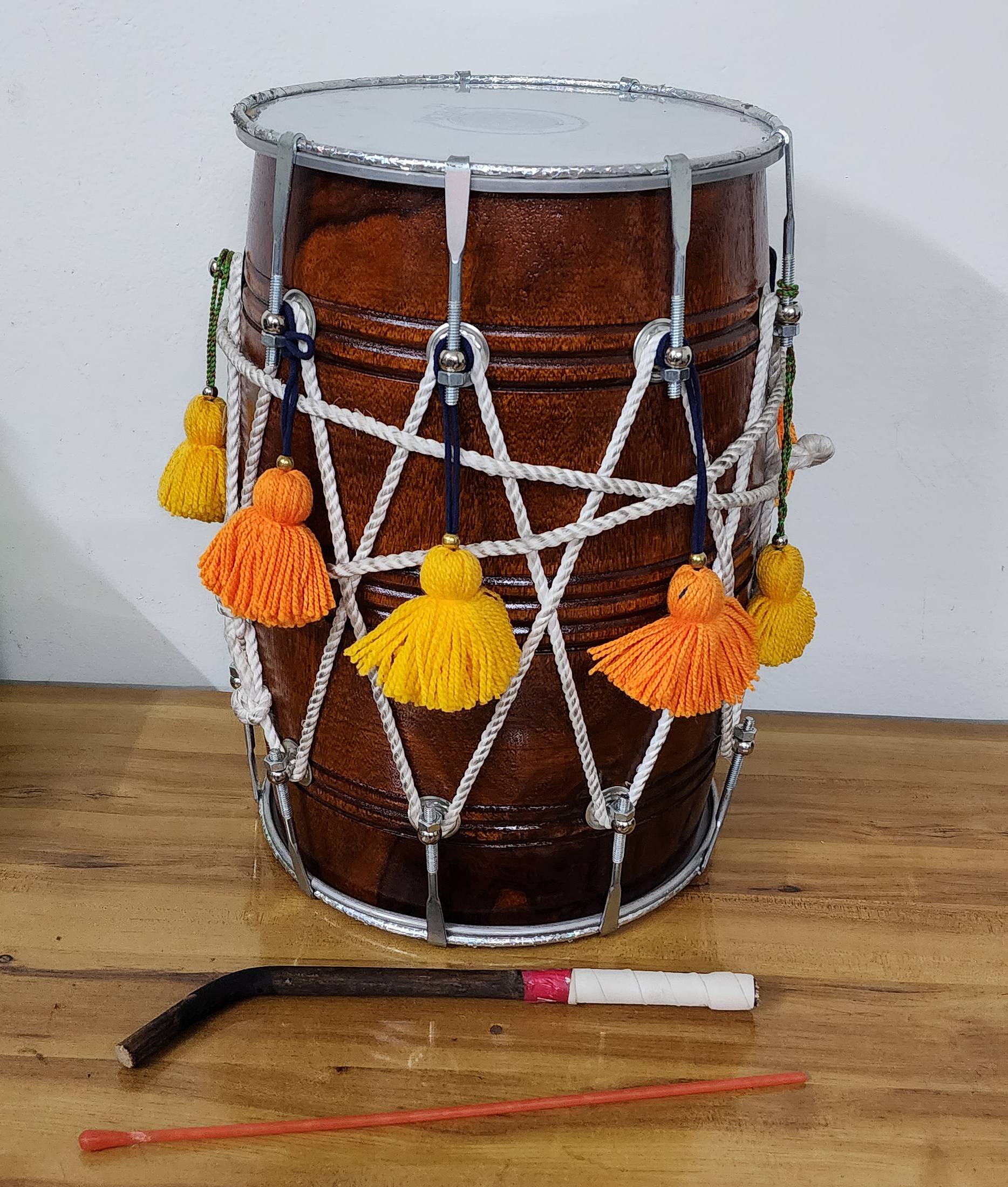 Professional Mango Wood Bhangra Dhol Drum – Punjabi Folk Instrument with Bag by Shriji Musicals - View 3
