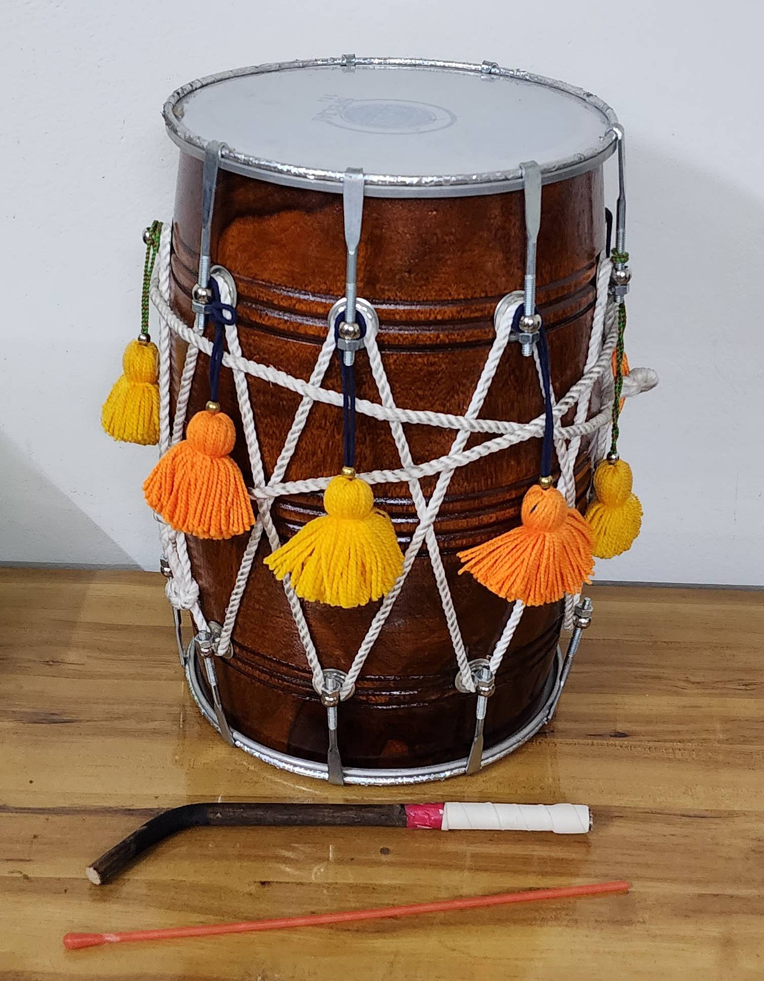 Professional Mango Wood Bhangra Dhol Drum – Punjabi Folk Instrument with Bag by Shriji Musicals - View 4