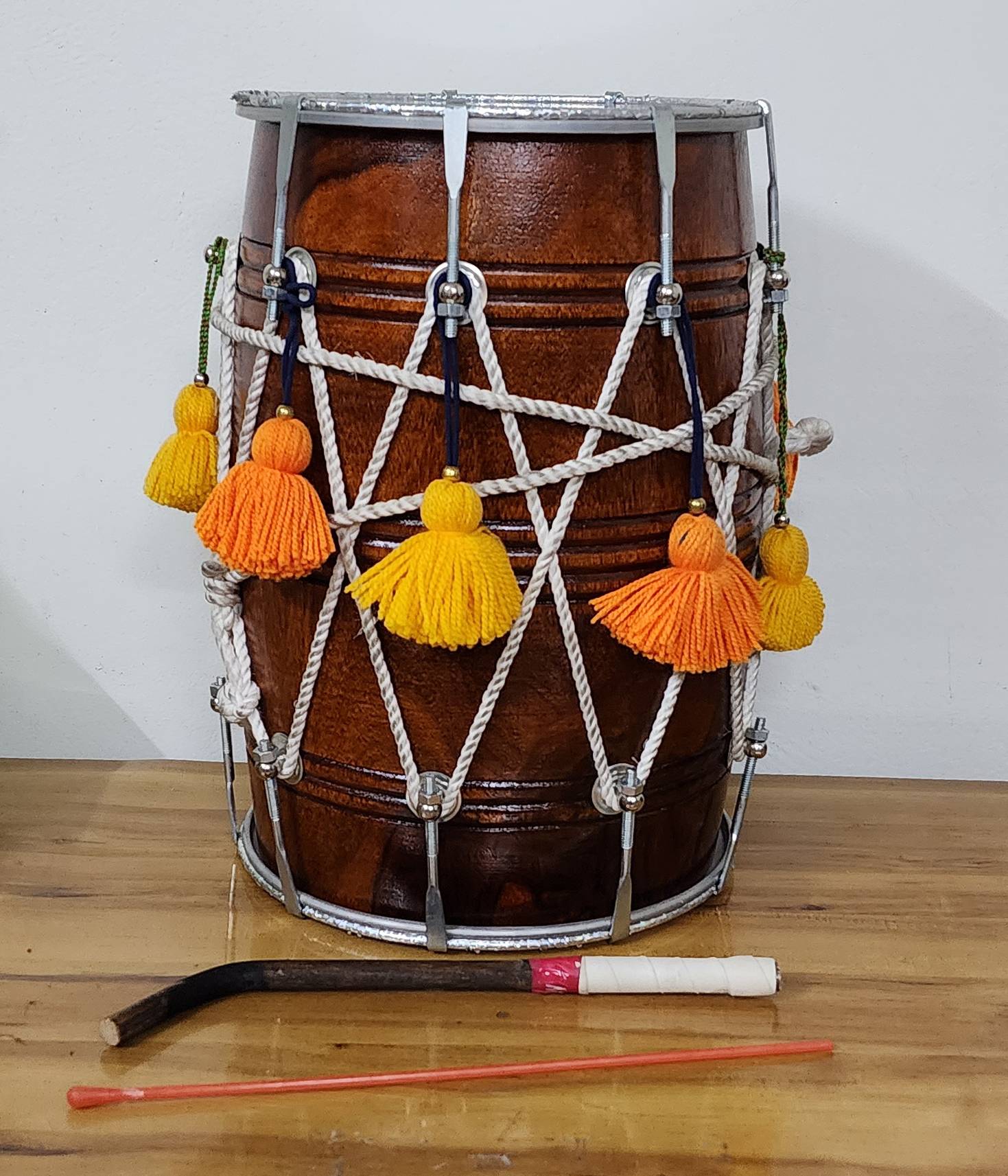 Professional Mango Wood Bhangra Dhol Drum – Punjabi Folk Instrument with Bag by Shriji Musicals - View 5