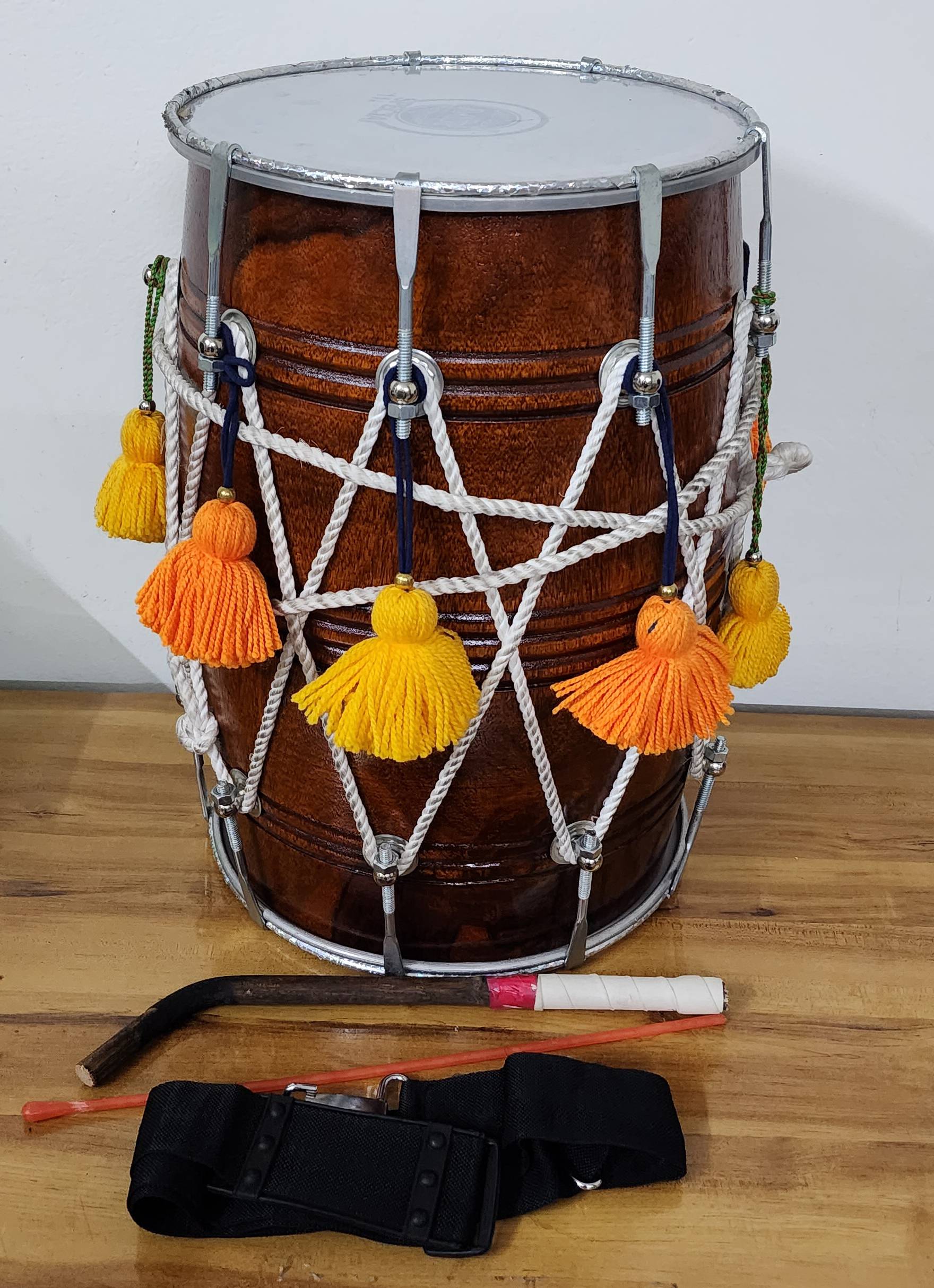 Professional Mango Wood Bhangra Dhol Drum – Punjabi Folk Instrument with Bag by Shriji Musicals - View 6