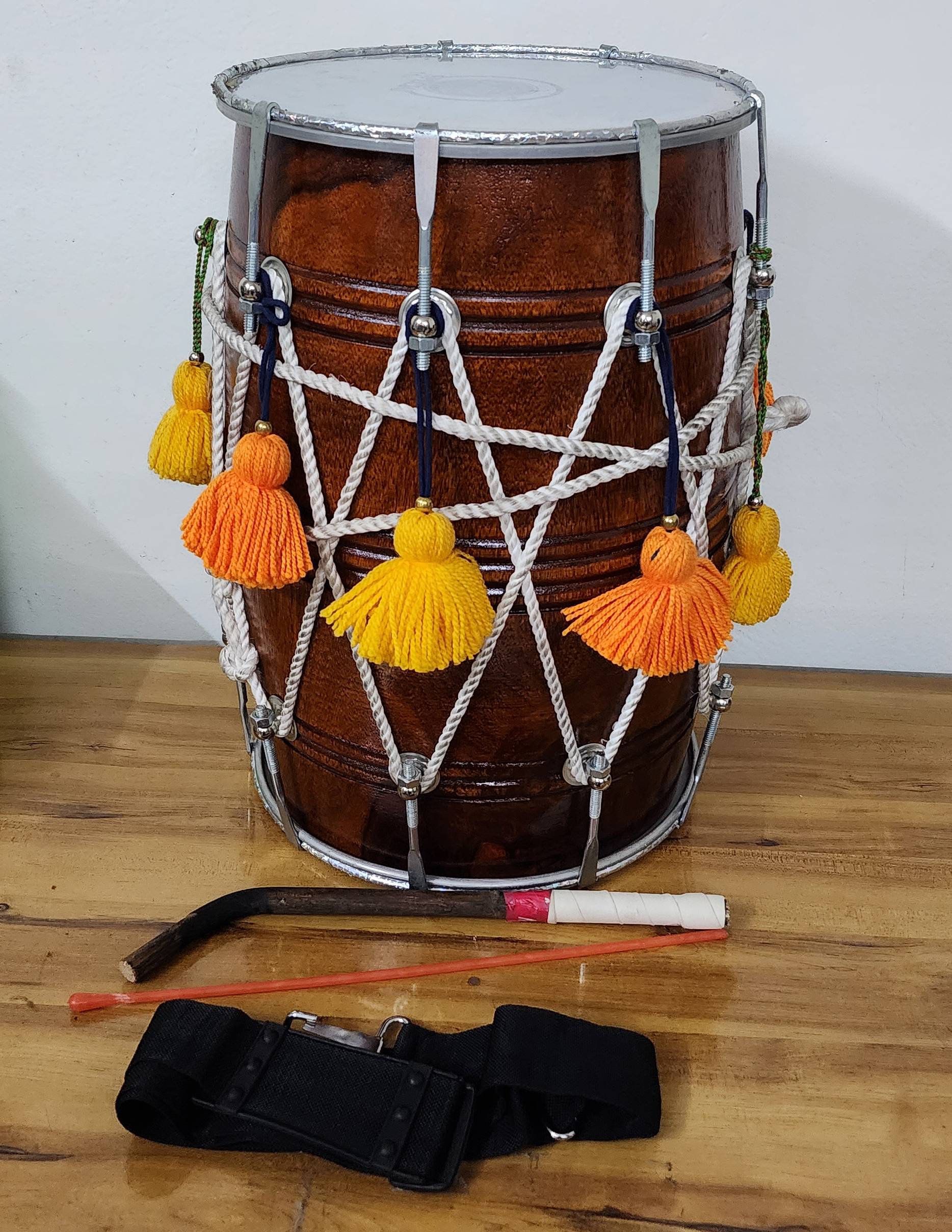 Professional Mango Wood Bhangra Dhol Drum – Punjabi Folk Instrument with Bag by Shriji Musicals - View 7