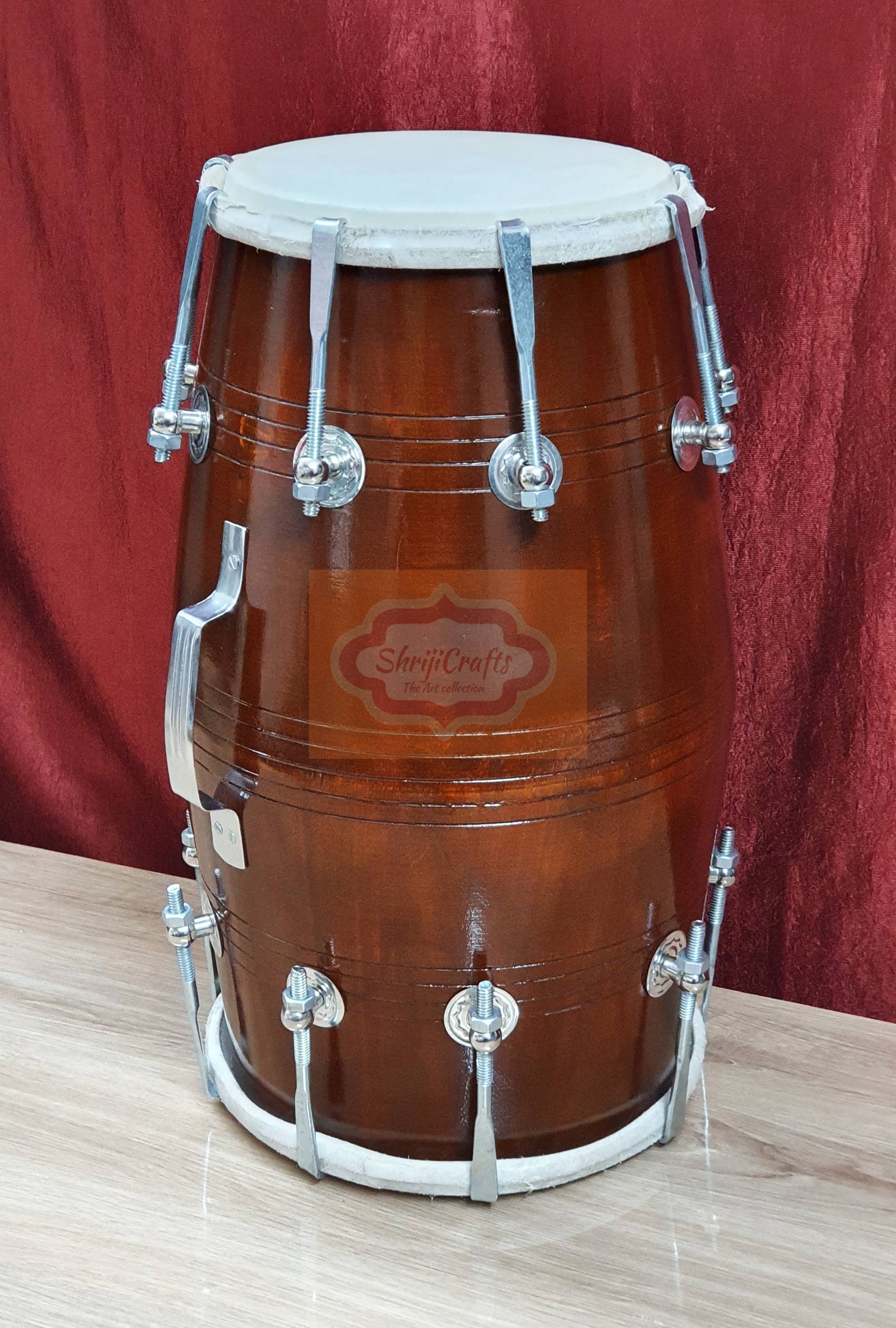 Mango Wood Dholak Drum – Bolt Tuned Indian Hand Percussion Instrument (Carry Bag Included) by Shriji Musicals - View 4
