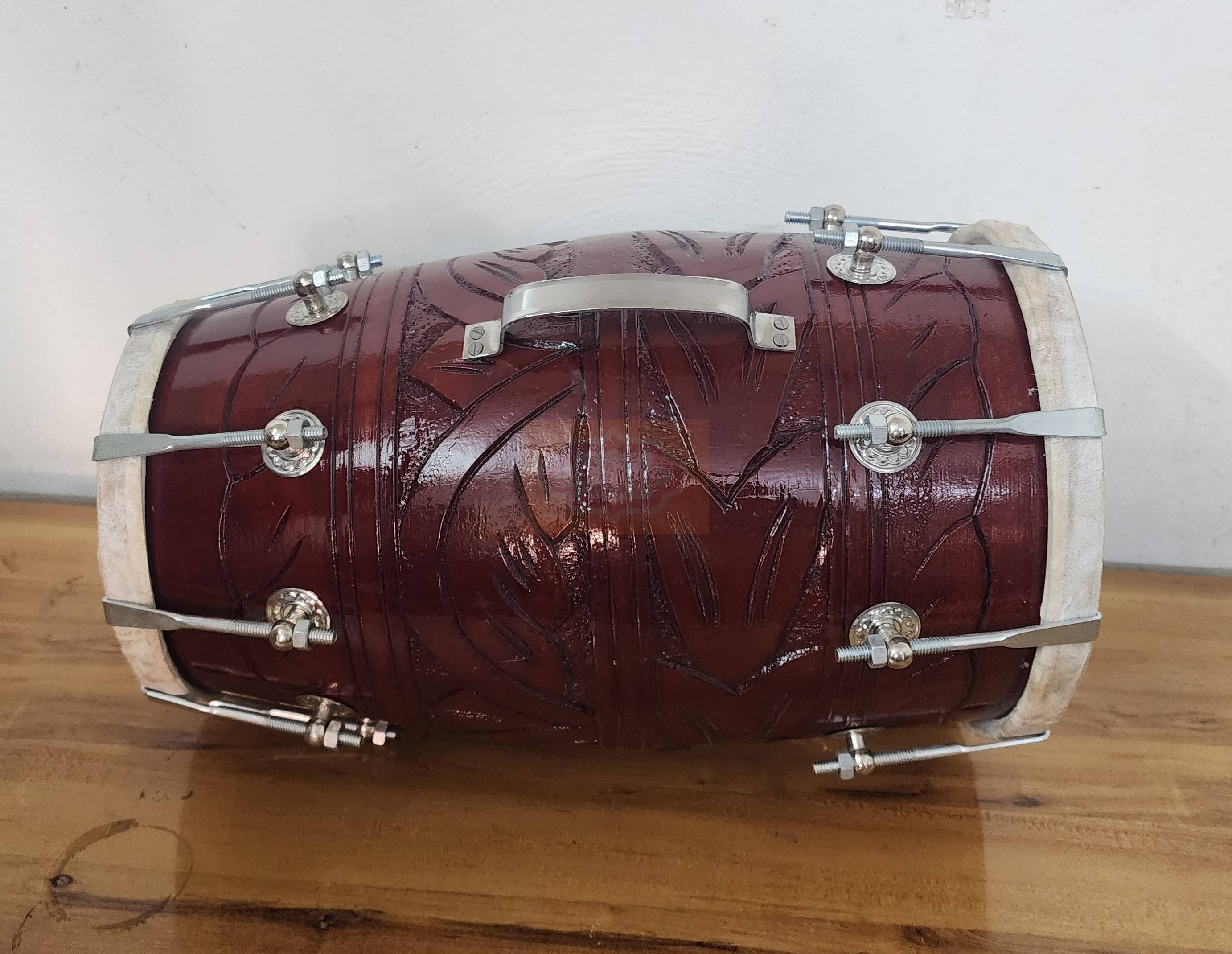 Mango Wood Dholak Drum – Bolt Tuned Indian Hand Percussion Instrument (Carry Bag Included) by Shriji Musical - View 5