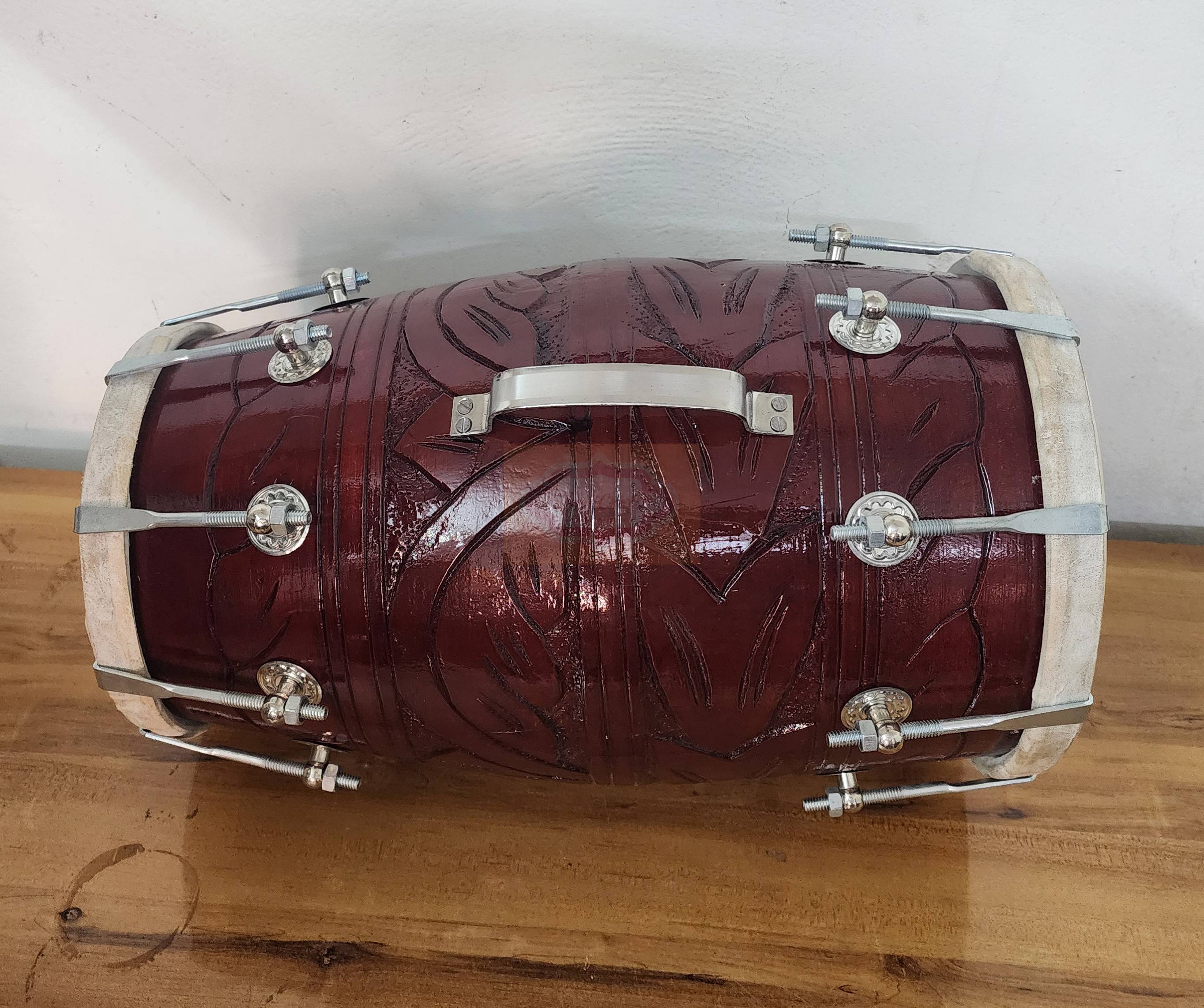 Mango Wood Dholak Drum – Bolt Tuned Indian Hand Percussion Instrument (Carry Bag Included) by Shriji Musical - View 6