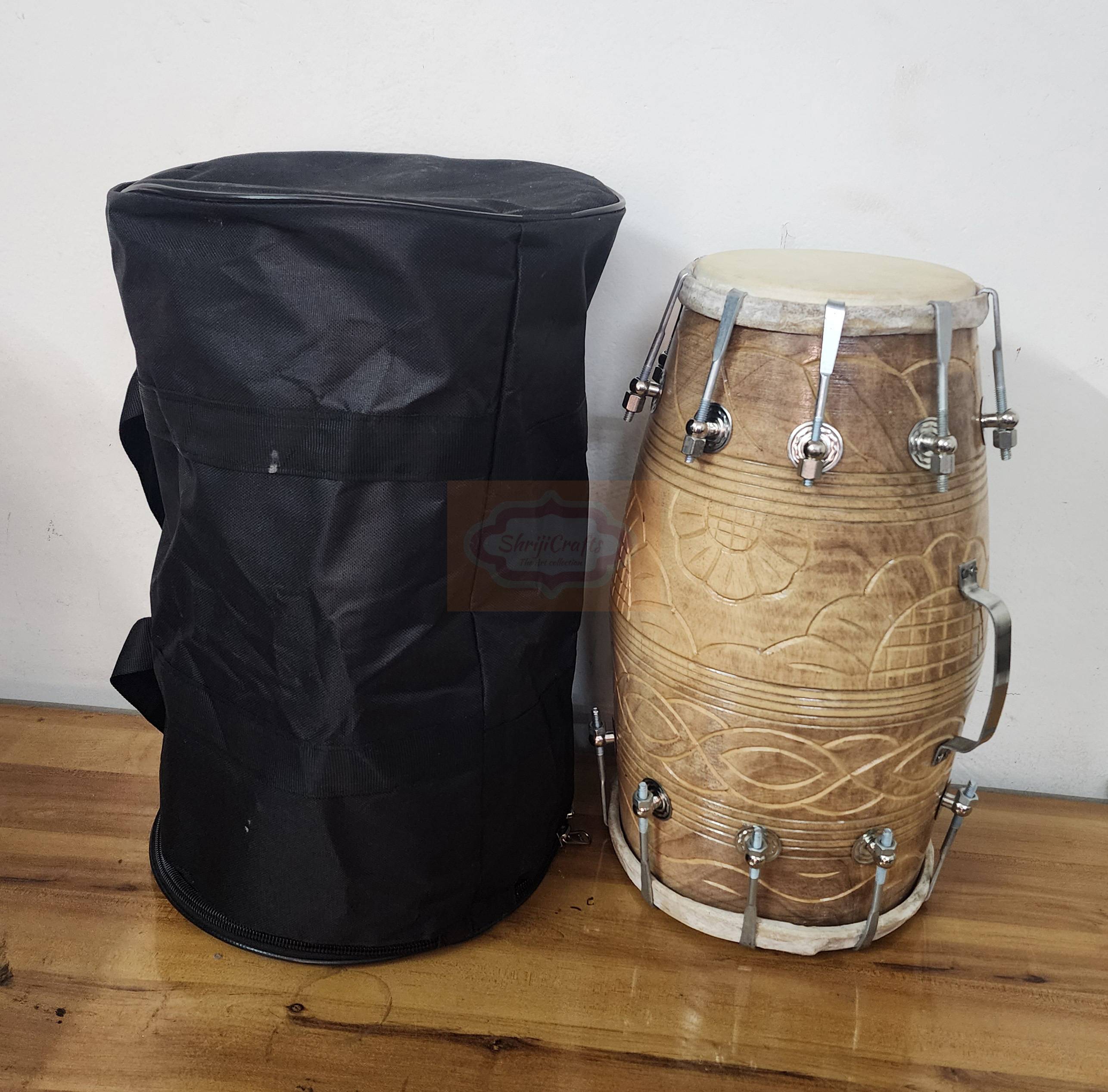 Mango Wood Dholak Drum – Bolt Tuned Indian Hand Percussion Instrument (Carry Bag Included) - View 7