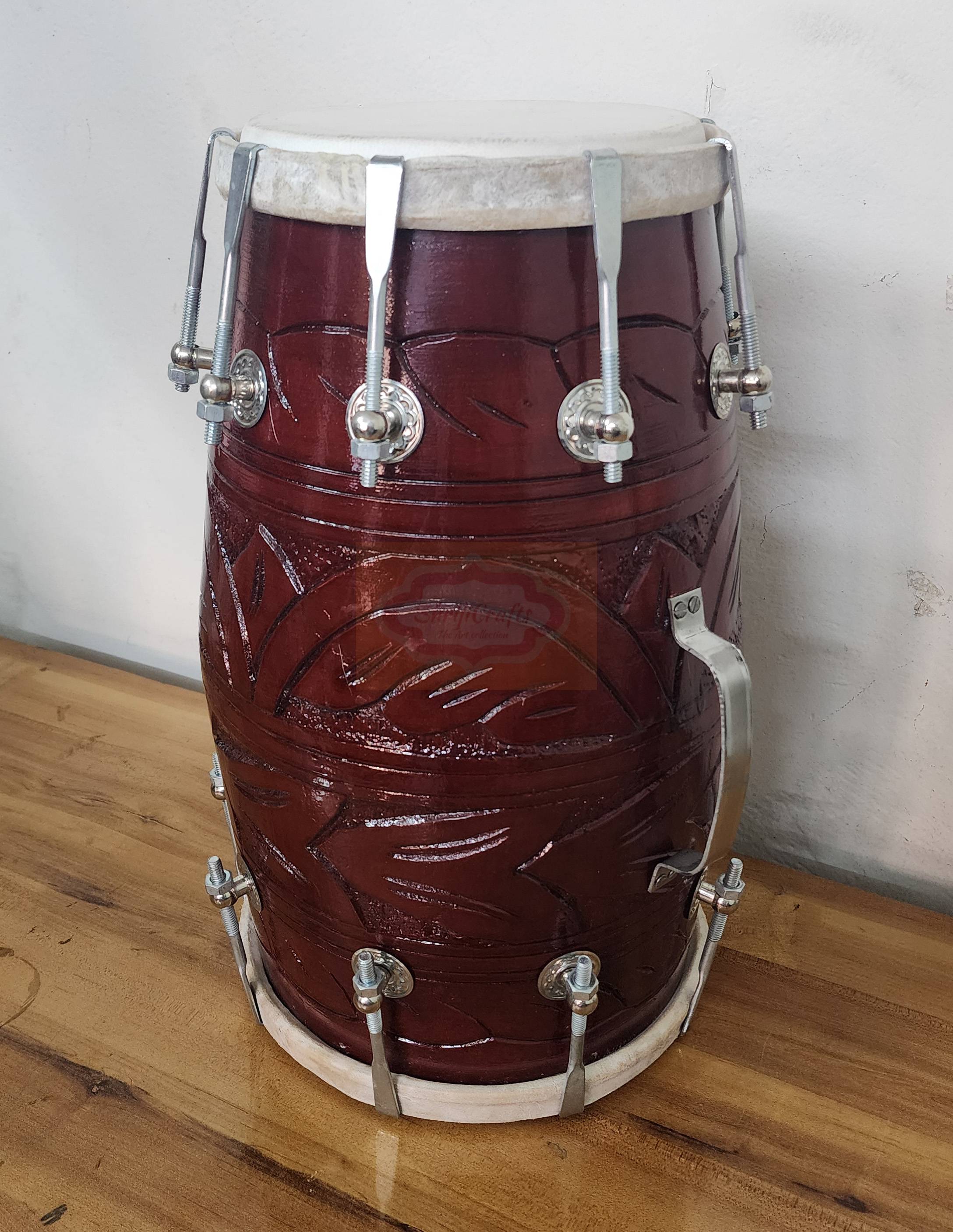 Mango Wood Dholak Drum – Bolt Tuned Indian Hand Percussion Instrument (Carry Bag Included) by Shriji Musical - View 2
