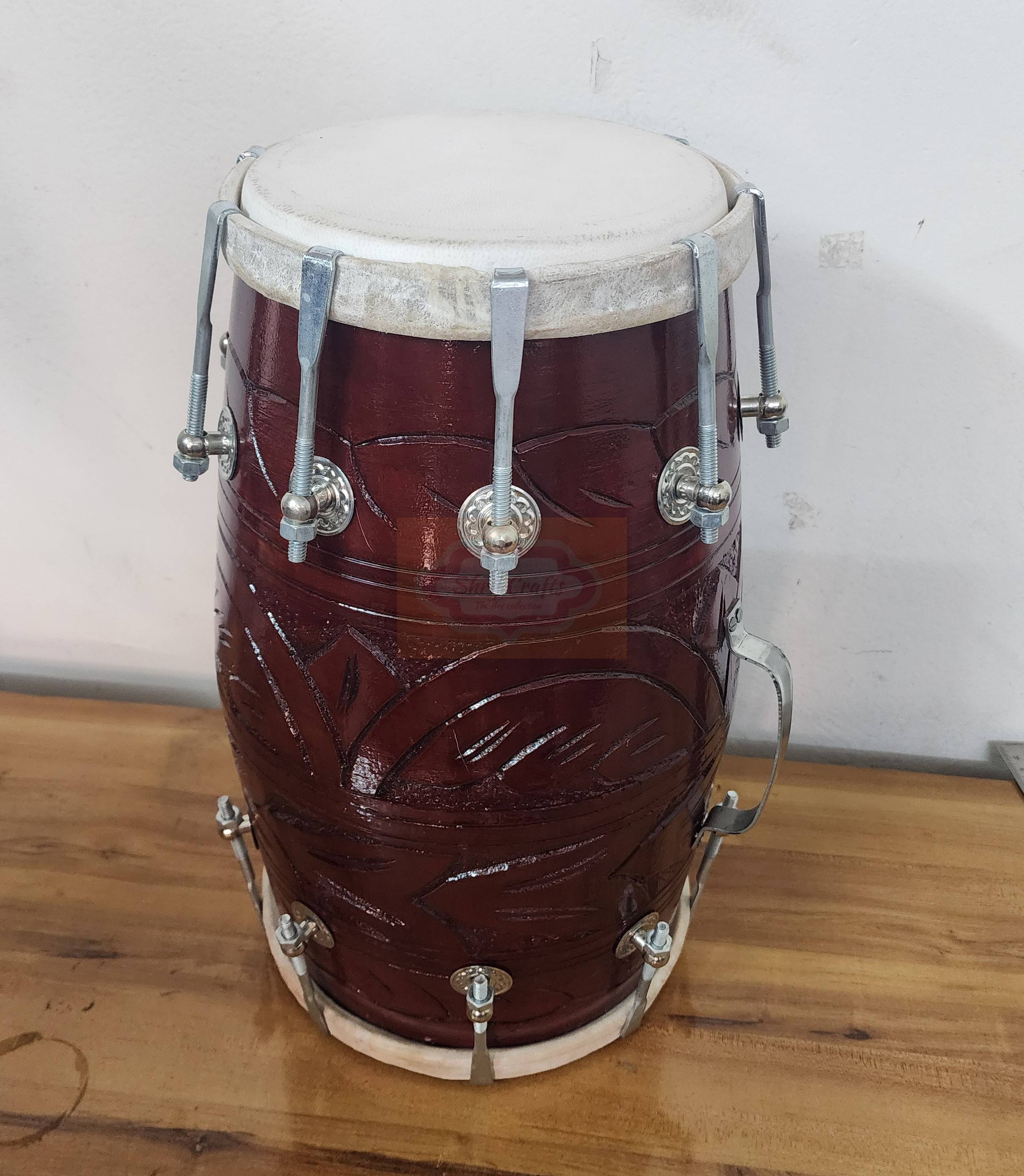 Mango Wood Dholak Drum – Bolt Tuned Indian Hand Percussion Instrument (Carry Bag Included) by Shriji Musical - View 3