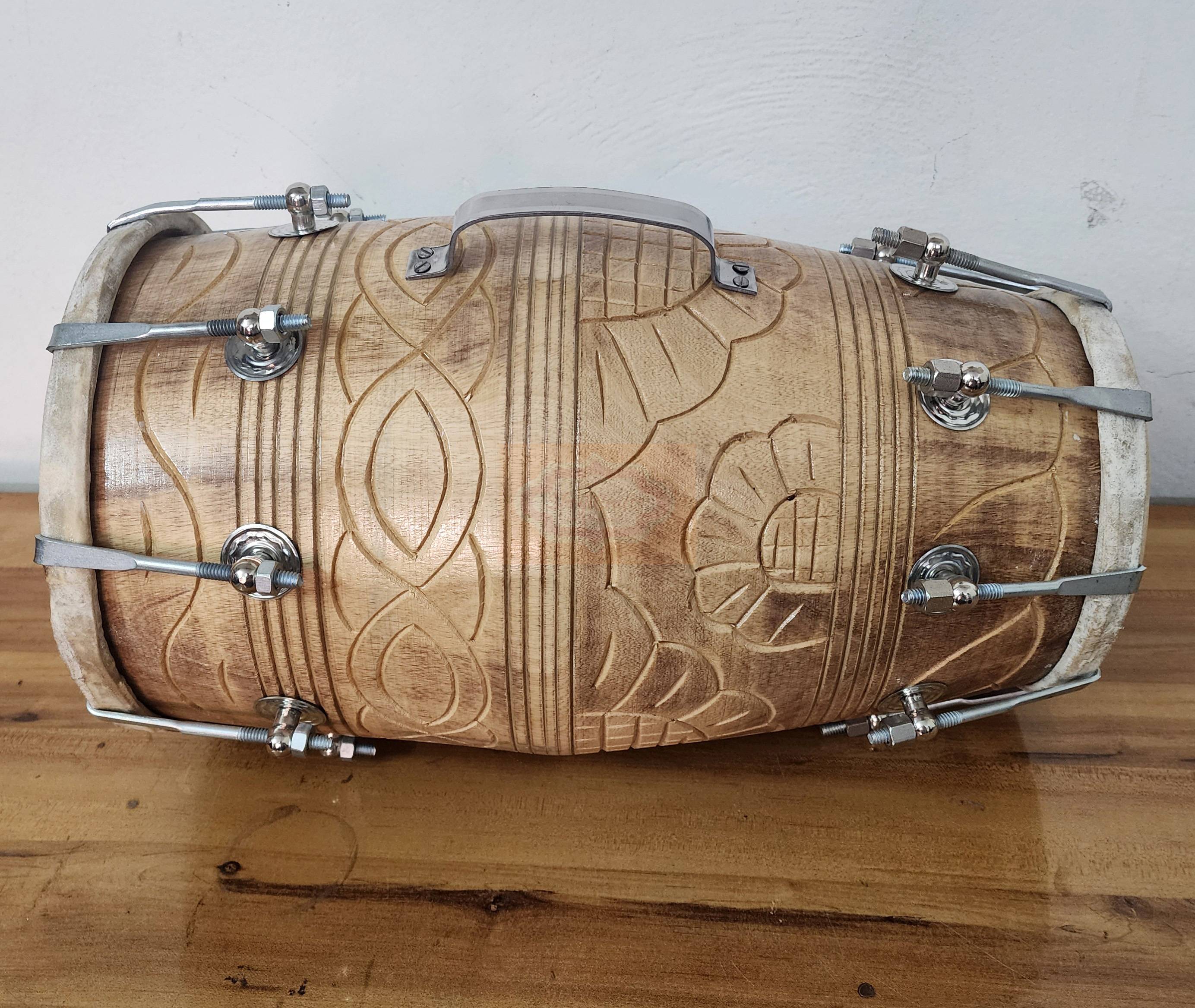 Mango Wood Dholak Drum – Bolt Tuned Indian Hand Percussion Instrument (Carry Bag Included) - View 2