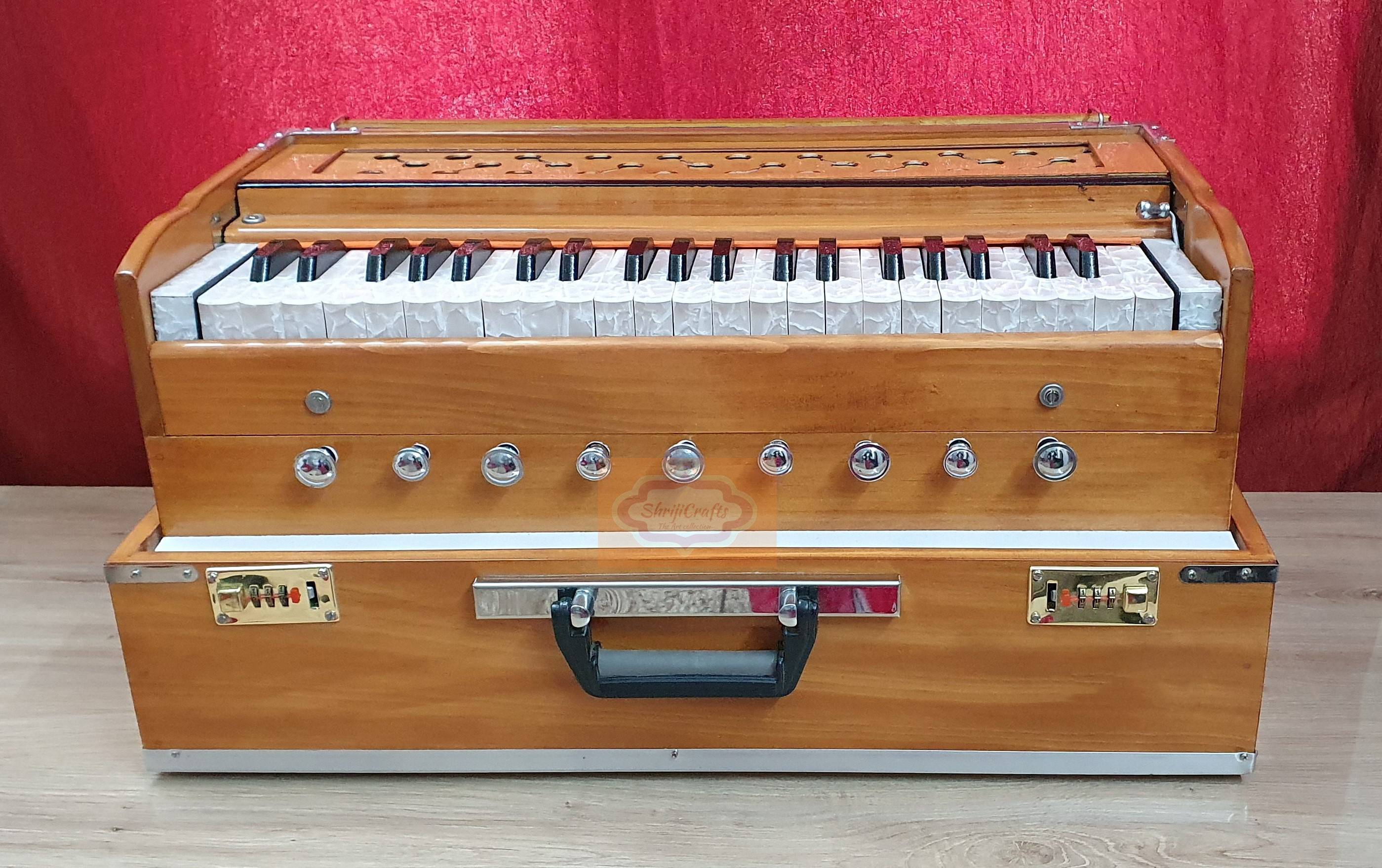 Professional 3.5 Octave Folding Harmonium – 9 Stopper with Coupler and Bag by Shriji Musicals - View 6