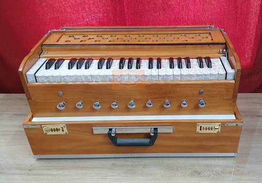Professional 3.5 Octave Folding Harmonium – 9 Stopper with Coupler and Bag by Shriji Musicals
