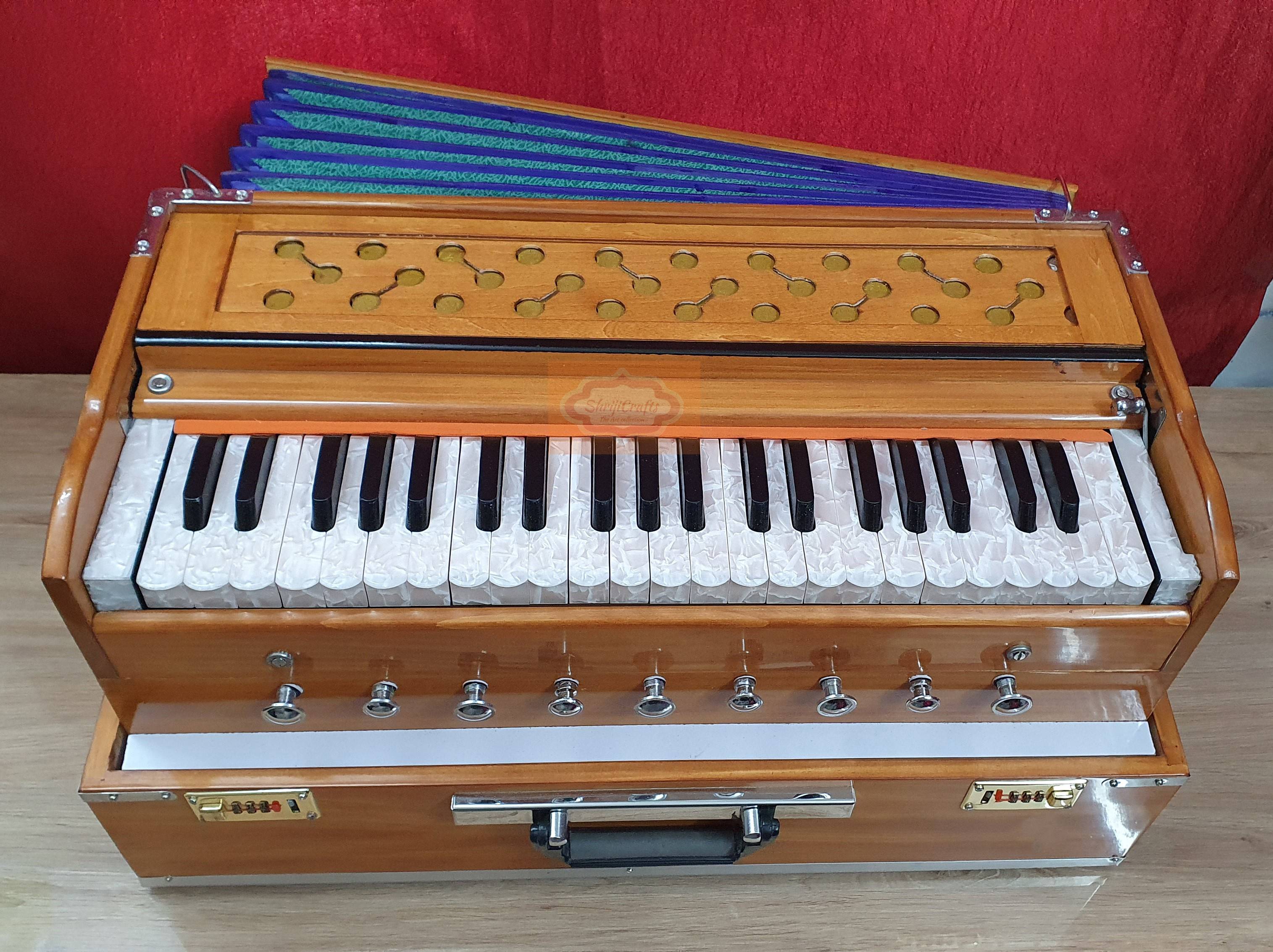 Professional 3.5 Octave Folding Harmonium – 9 Stopper with Coupler and Bag by Shriji Musicals - View 3