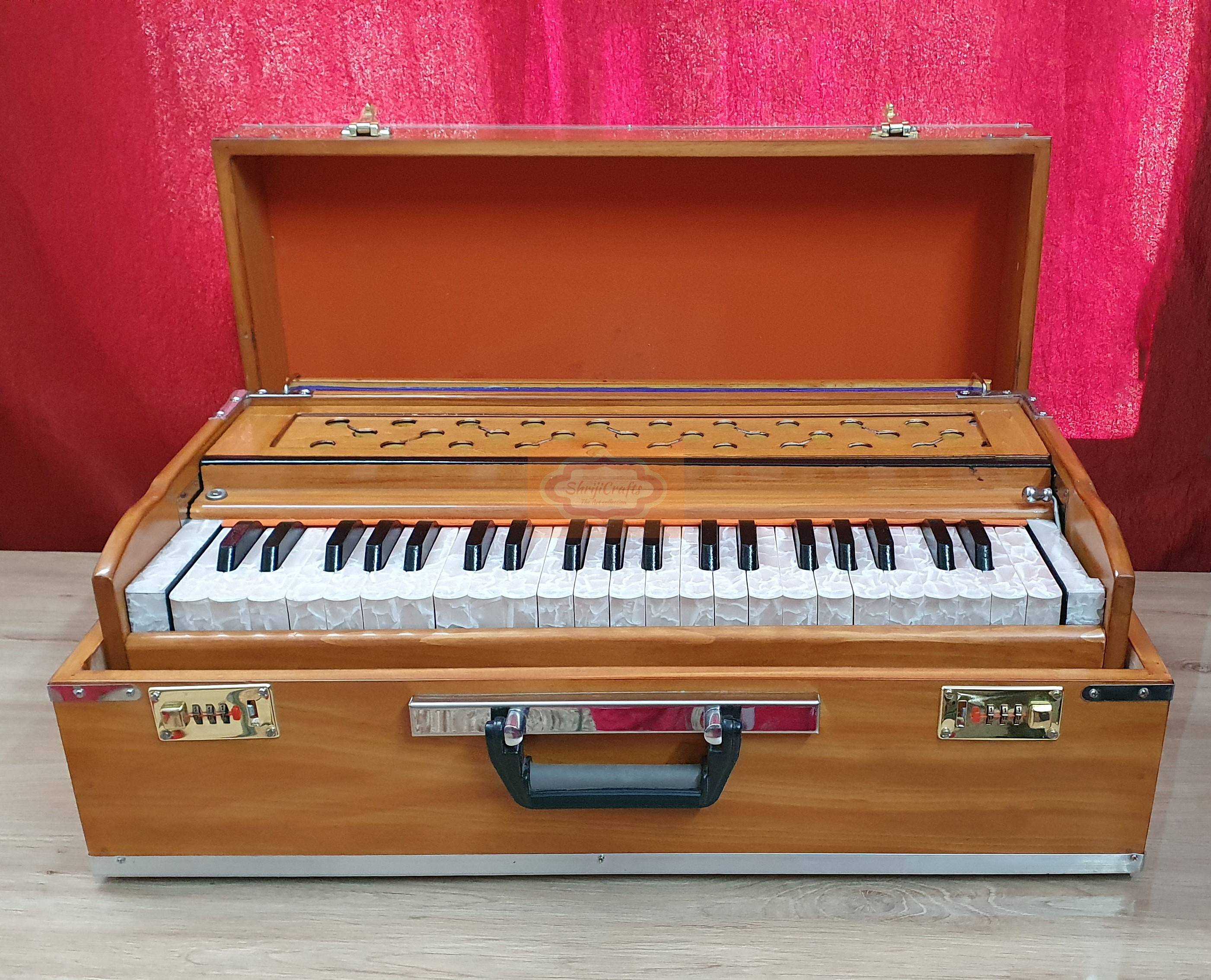 Professional 3.5 Octave Folding Harmonium – 9 Stopper with Coupler and Bag by Shriji Musicals - View 7