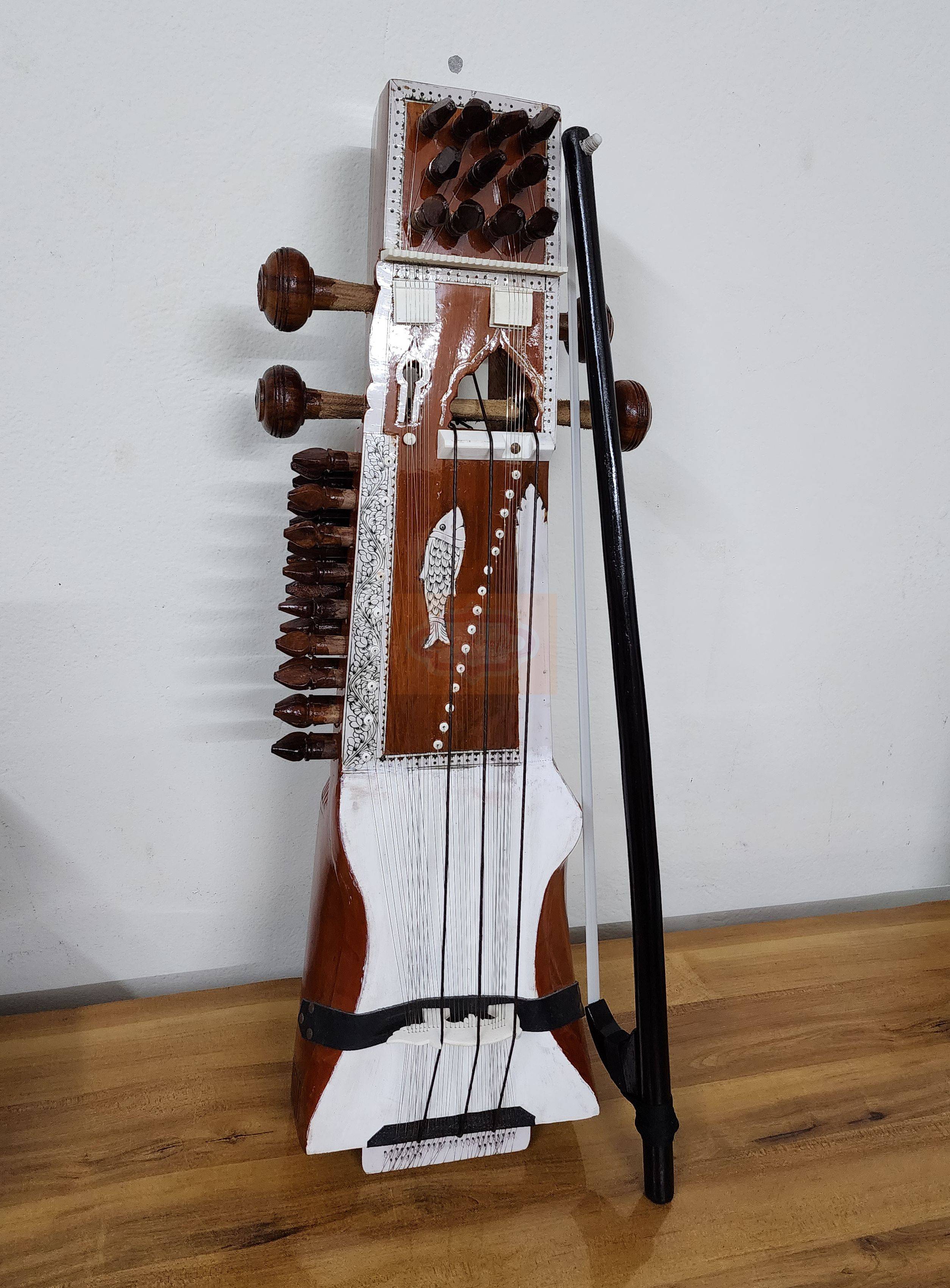 Professional Hand-Carved Indian Sarangi String Instrument with Bow and Case by Shriji Musicals - View 3