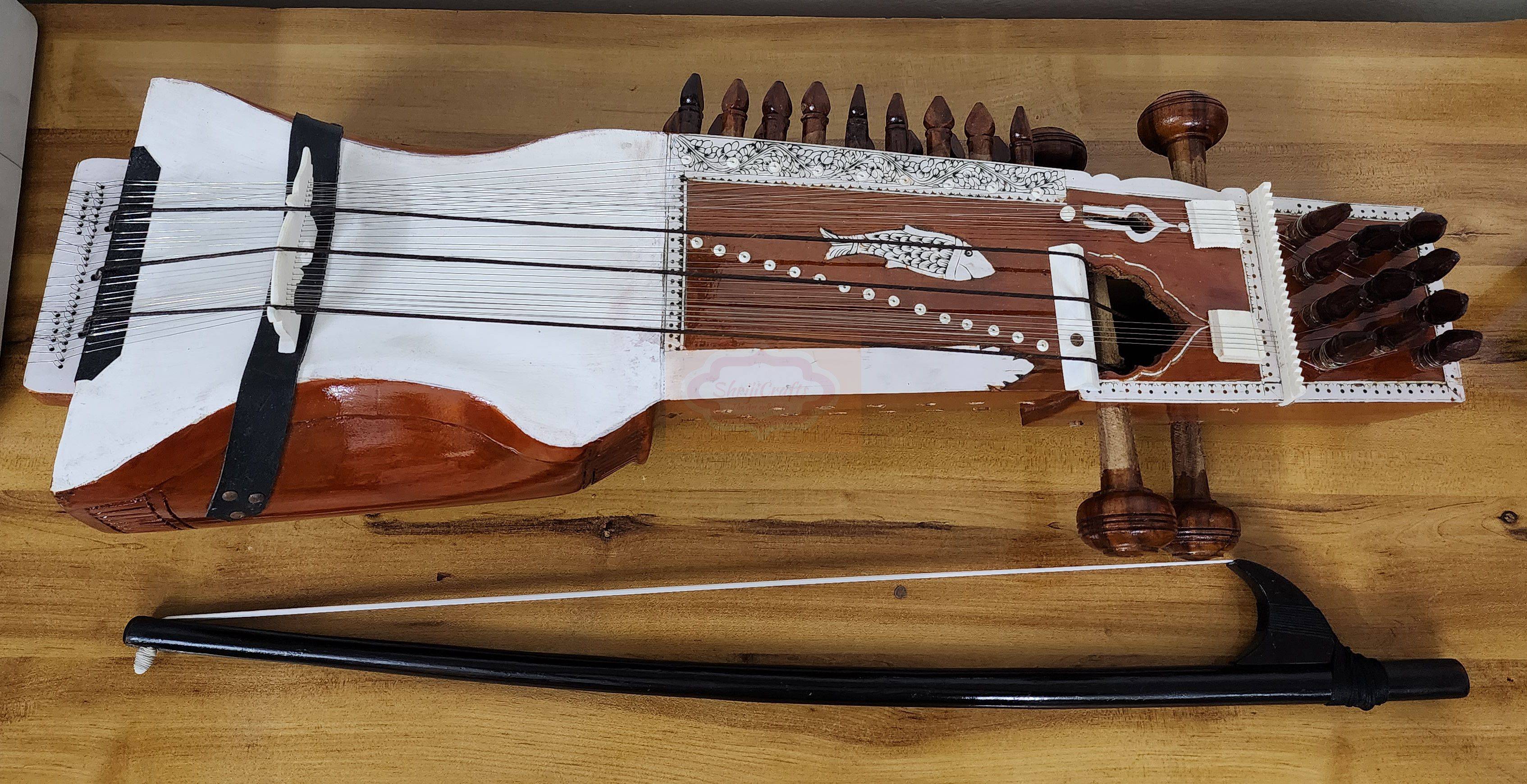 Professional Hand-Carved Indian Sarangi String Instrument with Bow and Case by Shriji Musicals - View 4
