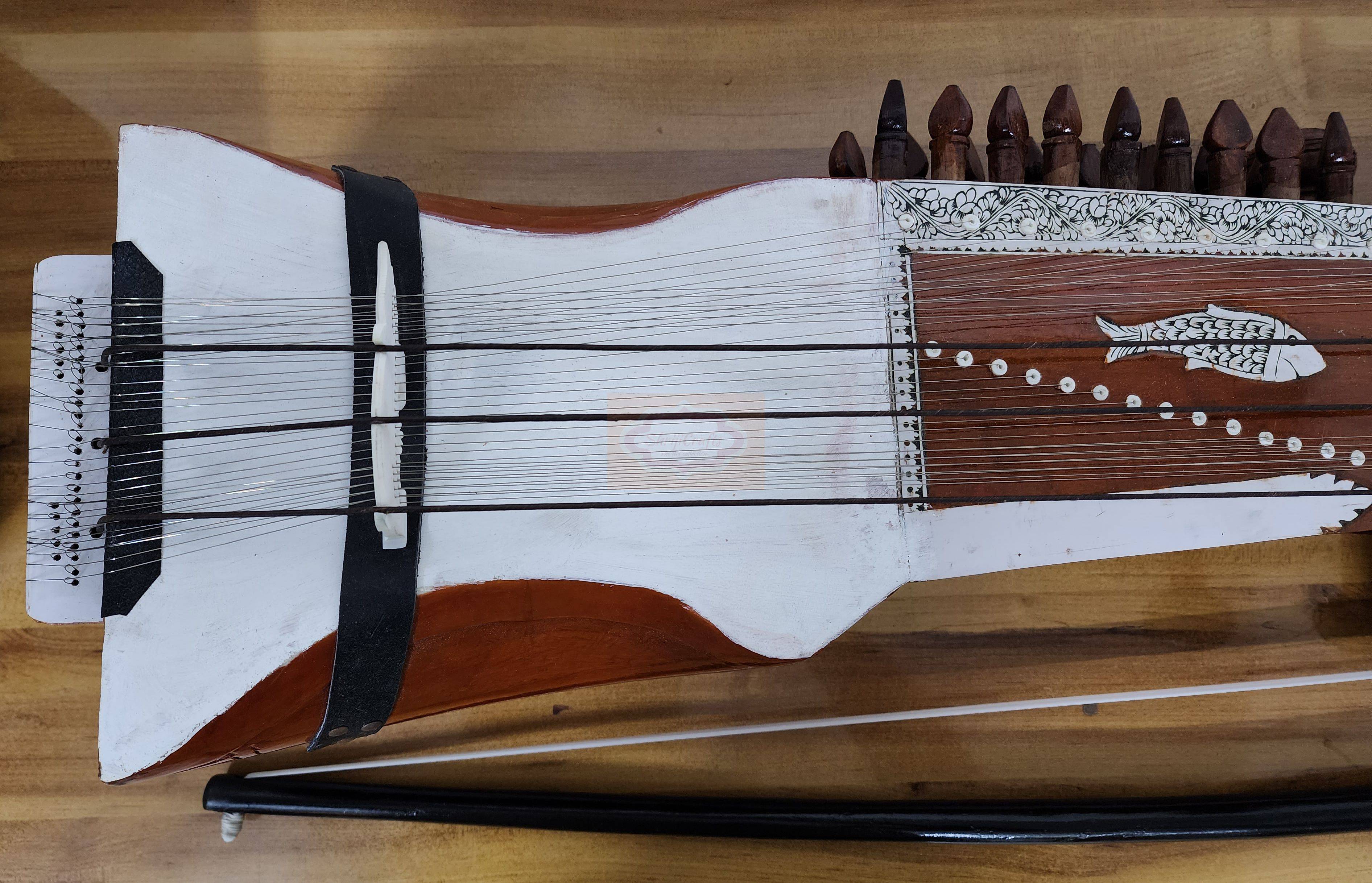 Professional Hand-Carved Indian Sarangi String Instrument with Bow and Case by Shriji Musicals - View 5