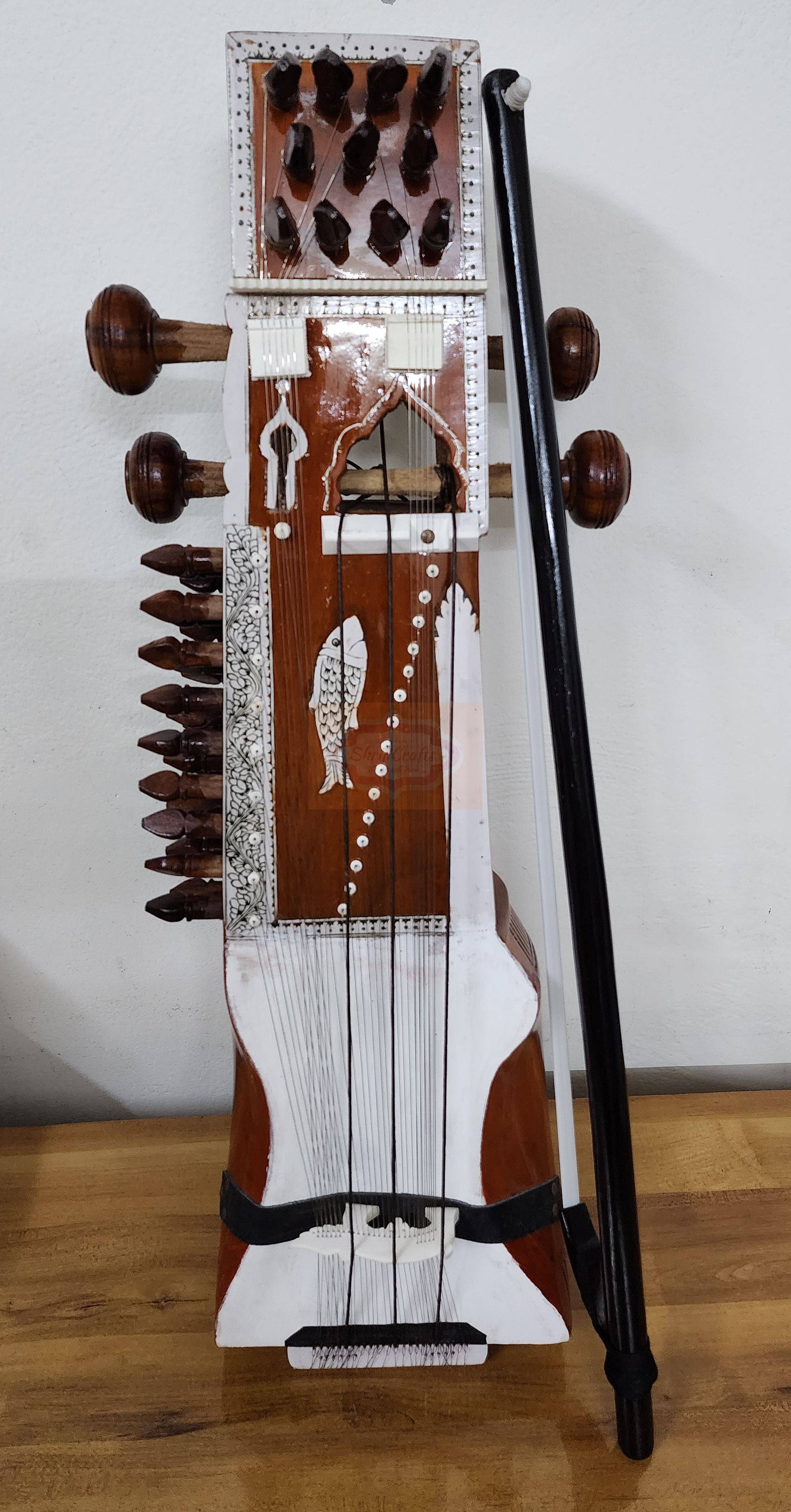 Professional Hand-Carved Indian Sarangi String Instrument with Bow and Case by Shriji Musicals - View 2