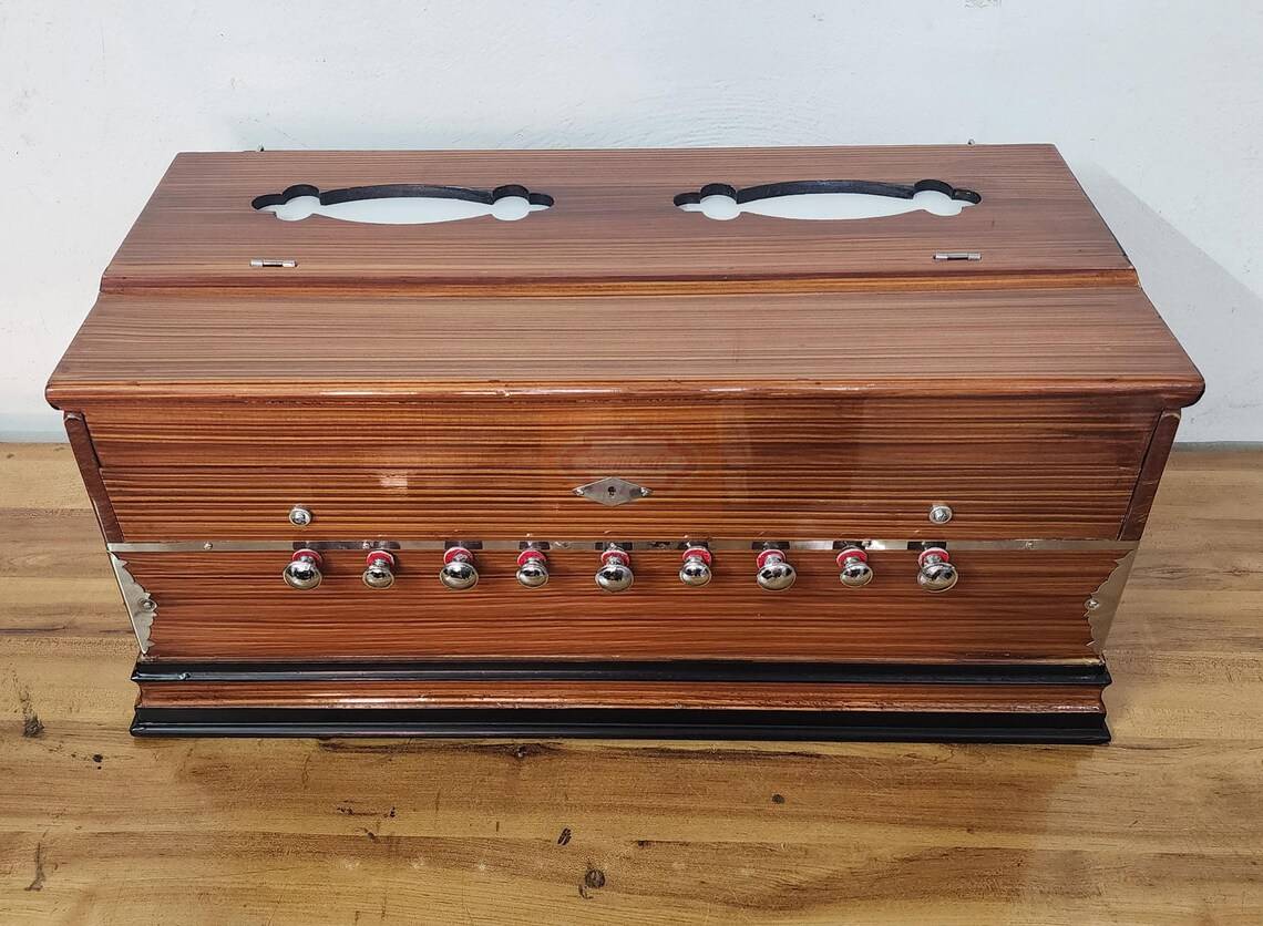 Professional 3.5 Octave Harmonium with Coupler - 9-Stop Wood Instrument, Rat Color - Indian Classical Music & Musician Gift - View 5
