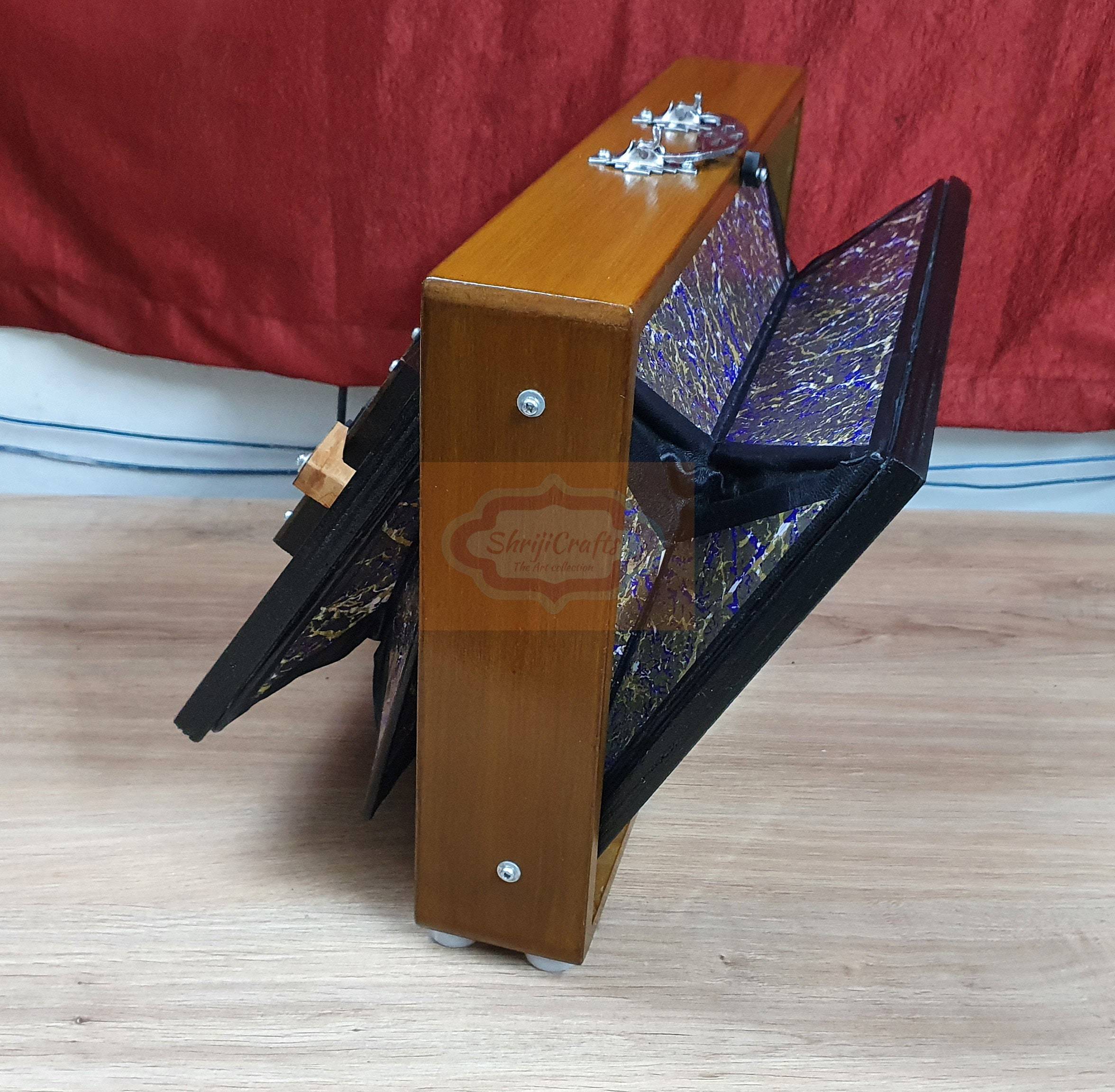 Shriji Handmade Indian Shruti Box – Dual 440Hz/432Hz Tuning, C3‑C4 Octave, 16×12×3 in, With/Without Pedal - View 6