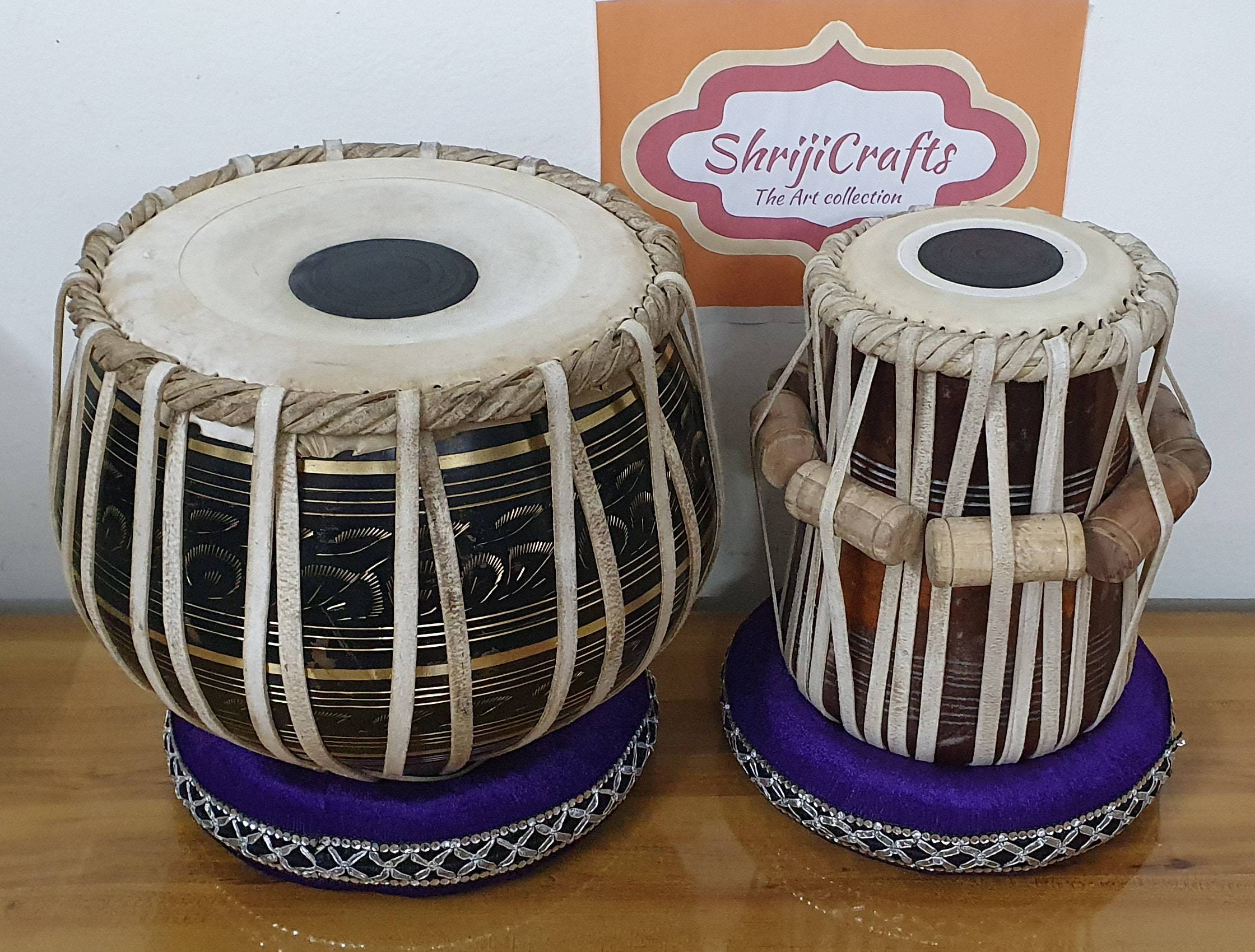Professional Indian Tabla Set – Brass Bayan & Sheesham Wood Dayan - View 3
