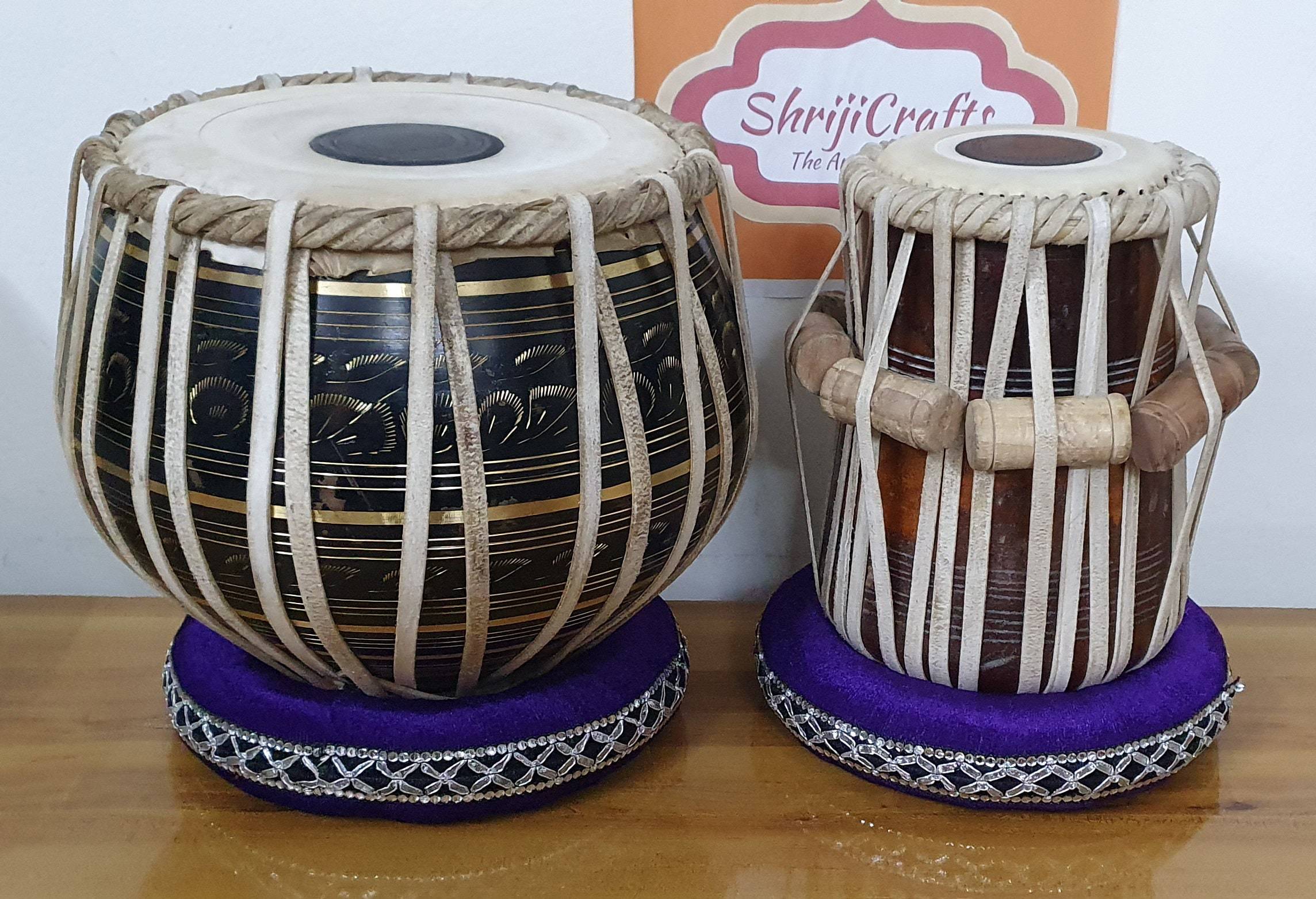 Professional Indian Tabla Set – Brass Bayan & Sheesham Wood Dayan - View 4