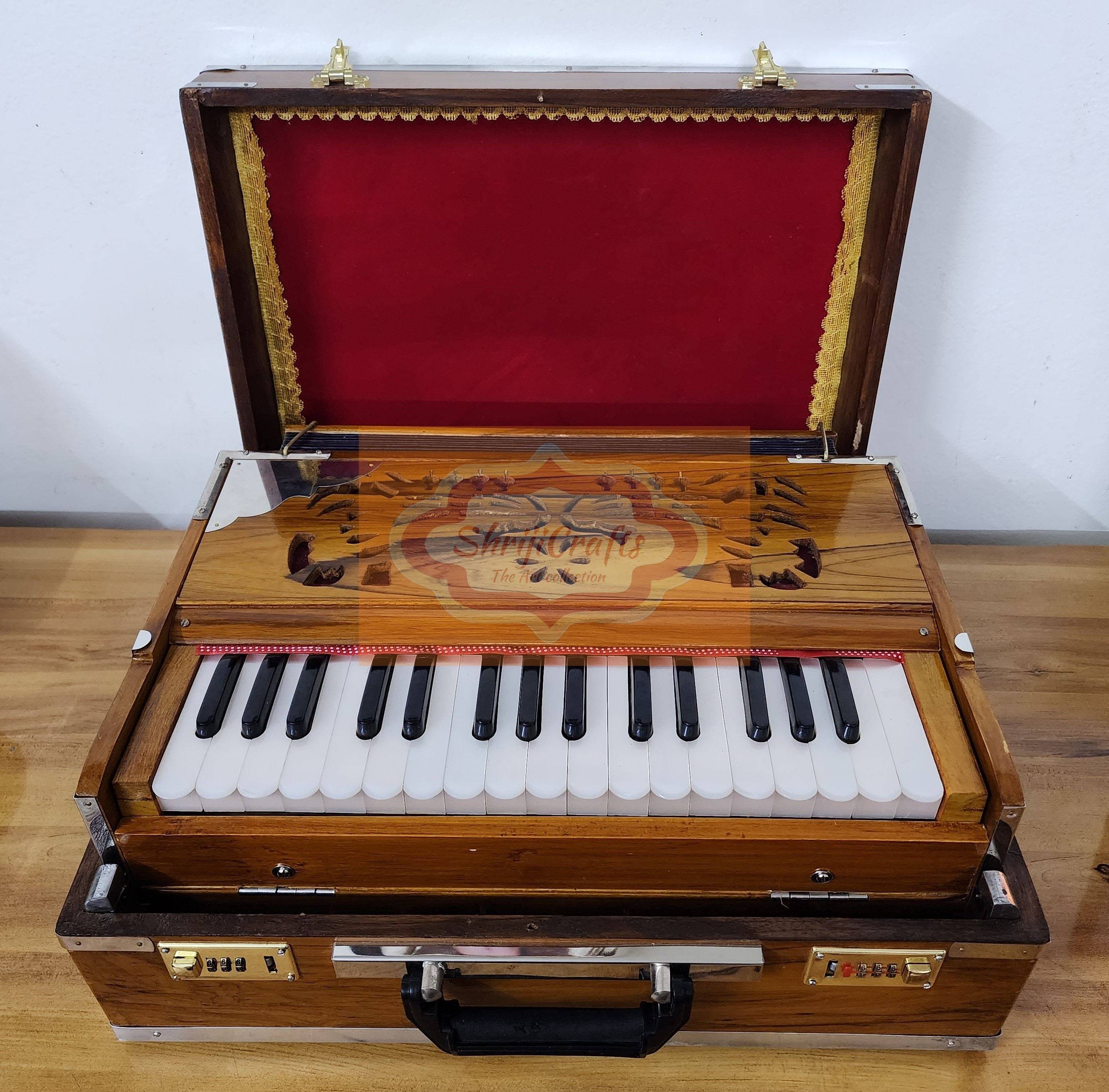 Handcrafted 32-Key Teak Wood Harmonium – 2.5 Octave with Khadi Kangi Reeds — handcrafted wooden product by Shrijicrafts