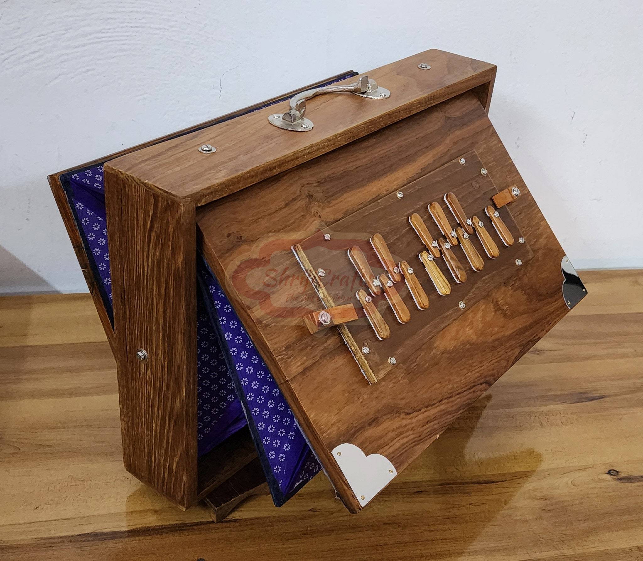 Shriji 13-Note Shruti Box – Pure Teak Wood, 440Hz/432Hz, Pedal Option, Carry Bag – Ideal for Kirtan, Meditation, Yoga - View 5