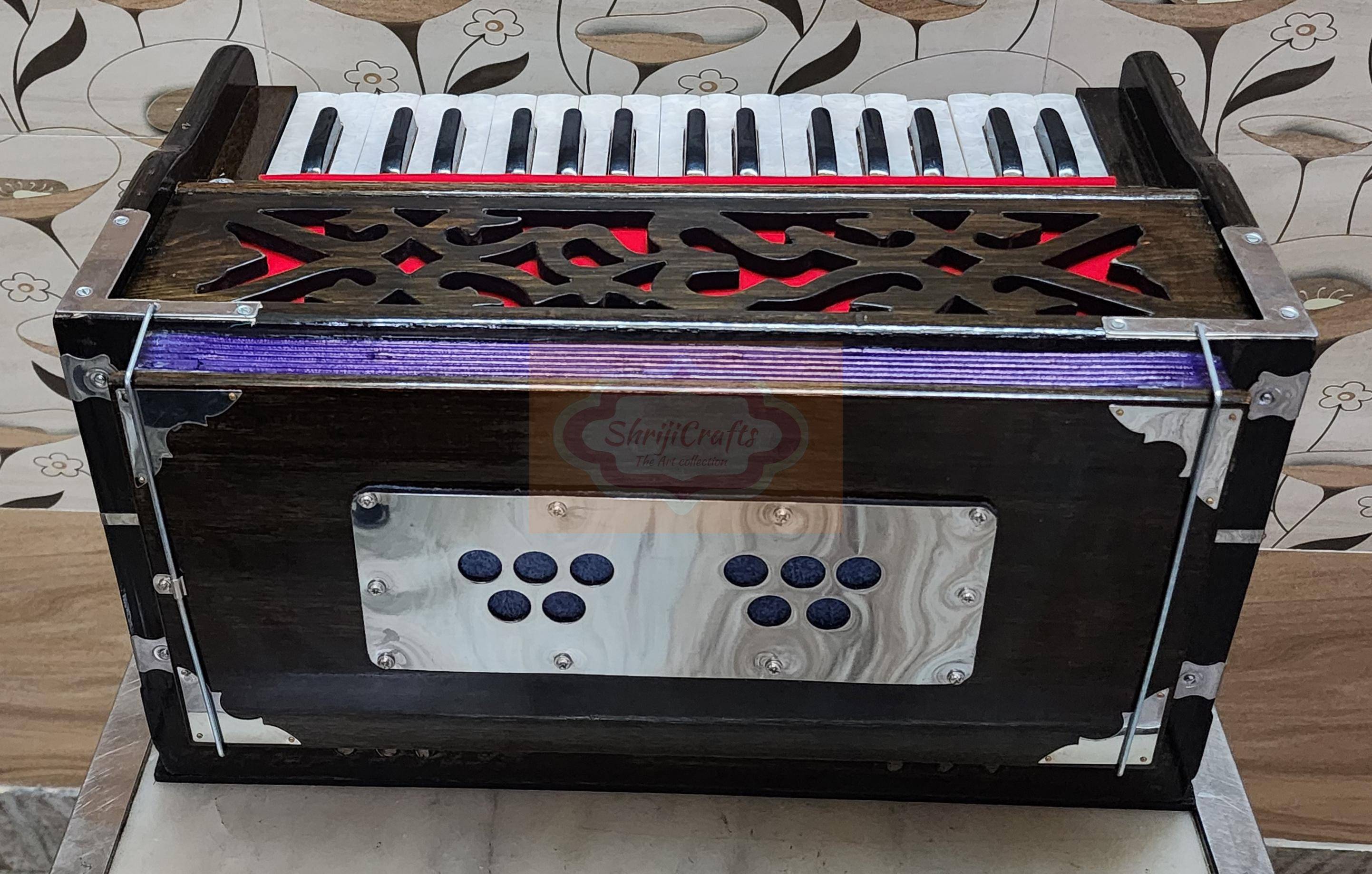 Professional Mini Harmonium – 32 Keys, 4 Stops, 2.5 Octaves, Teak Finish - View 7