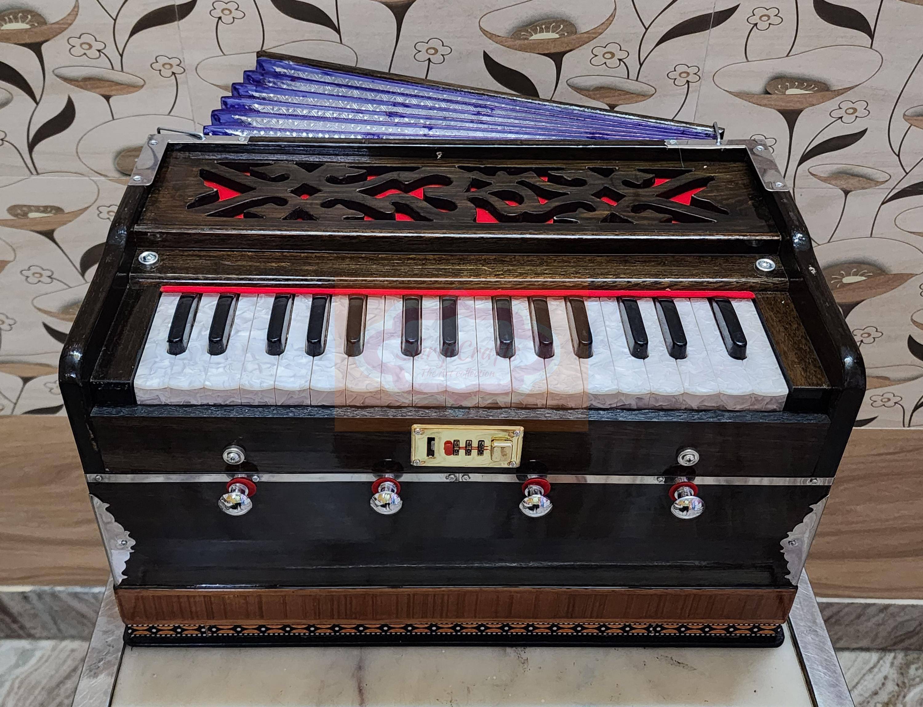 Professional Mini Harmonium – 32 Keys, 4 Stops, 2.5 Octaves, Teak Finish - View 6