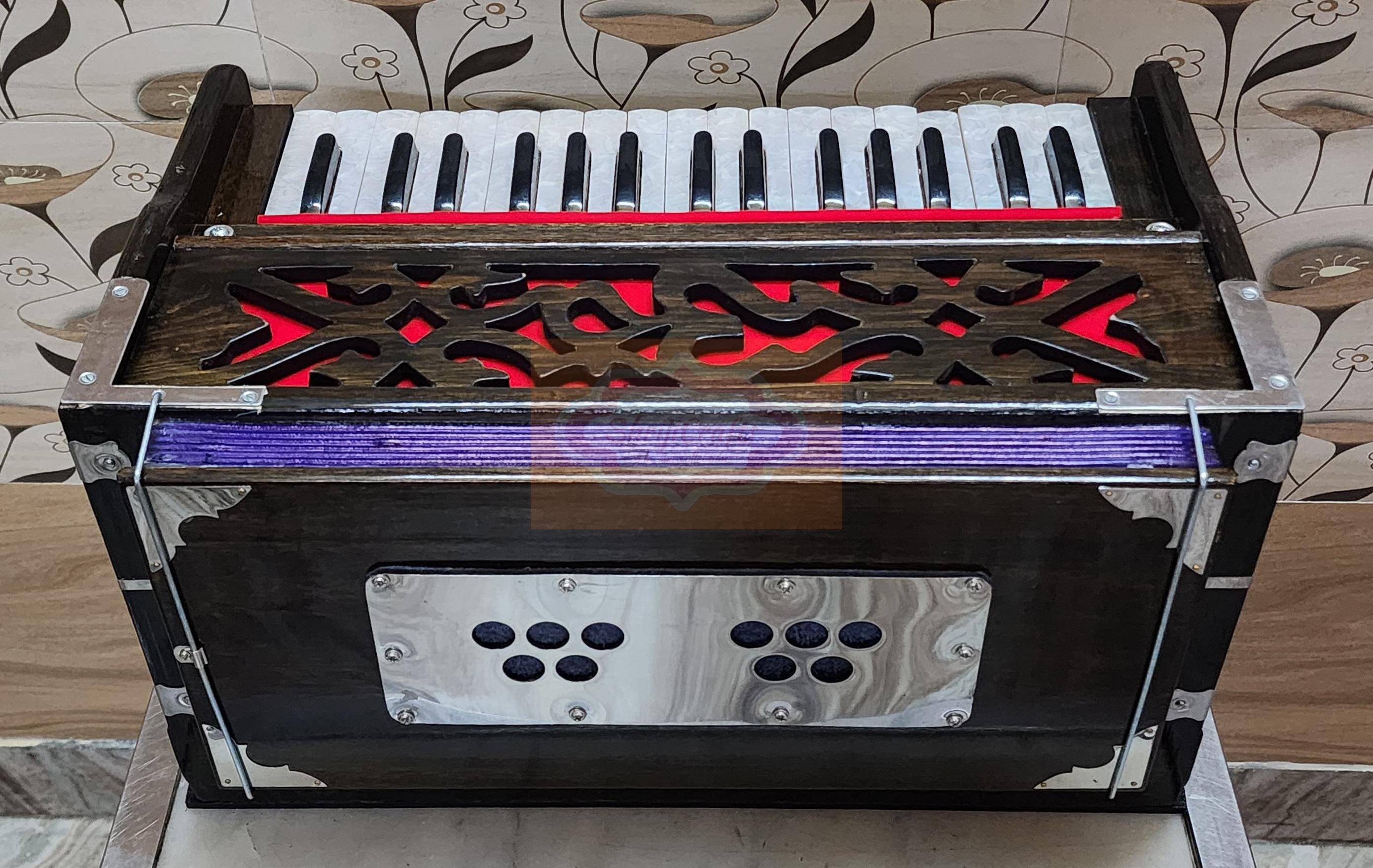 Professional Mini Harmonium – 32 Keys, 4 Stops, 2.5 Octaves, Teak Finish - View 8