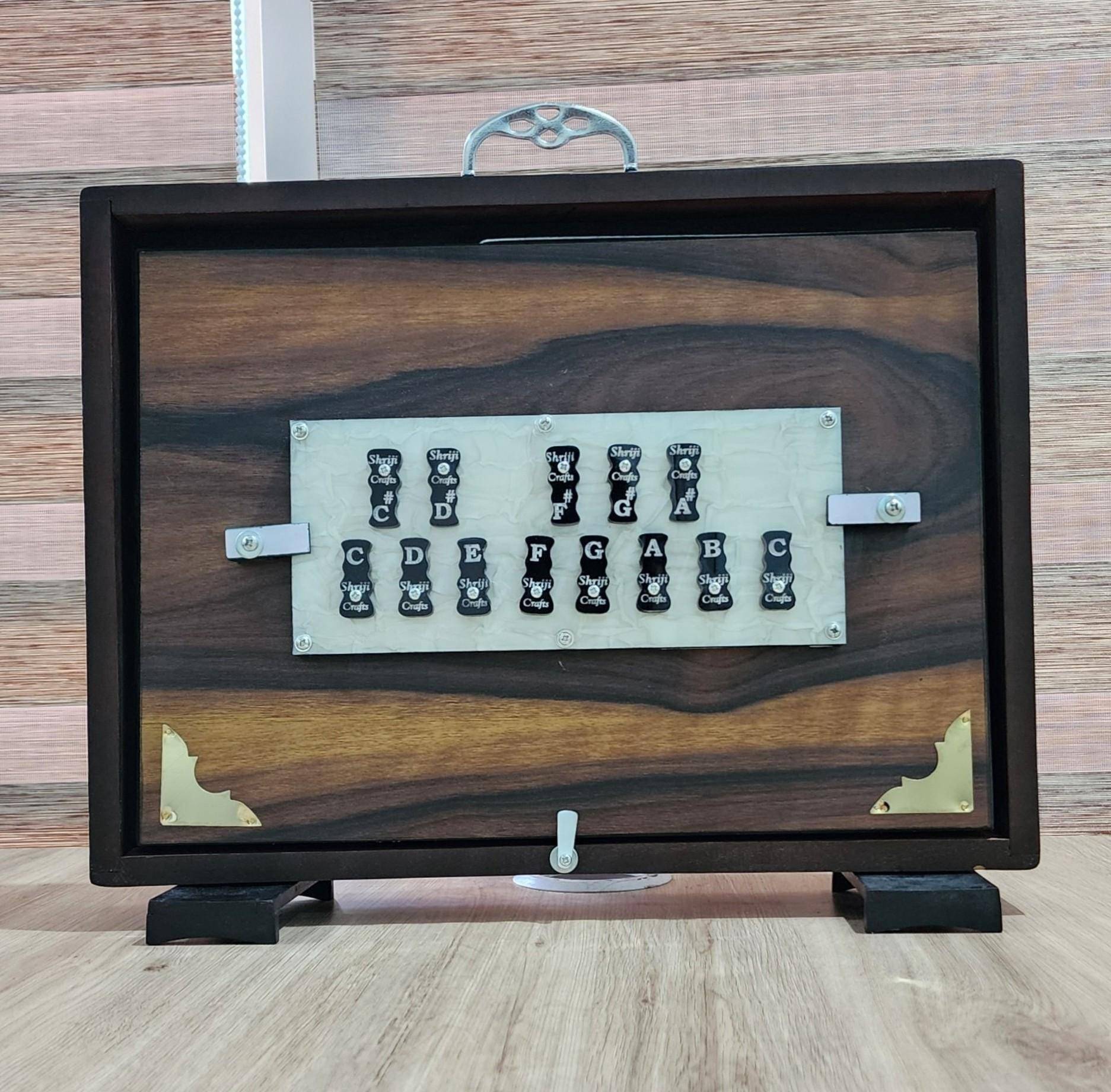 Professional 13-Key Wood Shruti Box – 440Hz/432Hz Indian Drone Instrument with Bag — handcrafted wooden product by Shrijicrafts