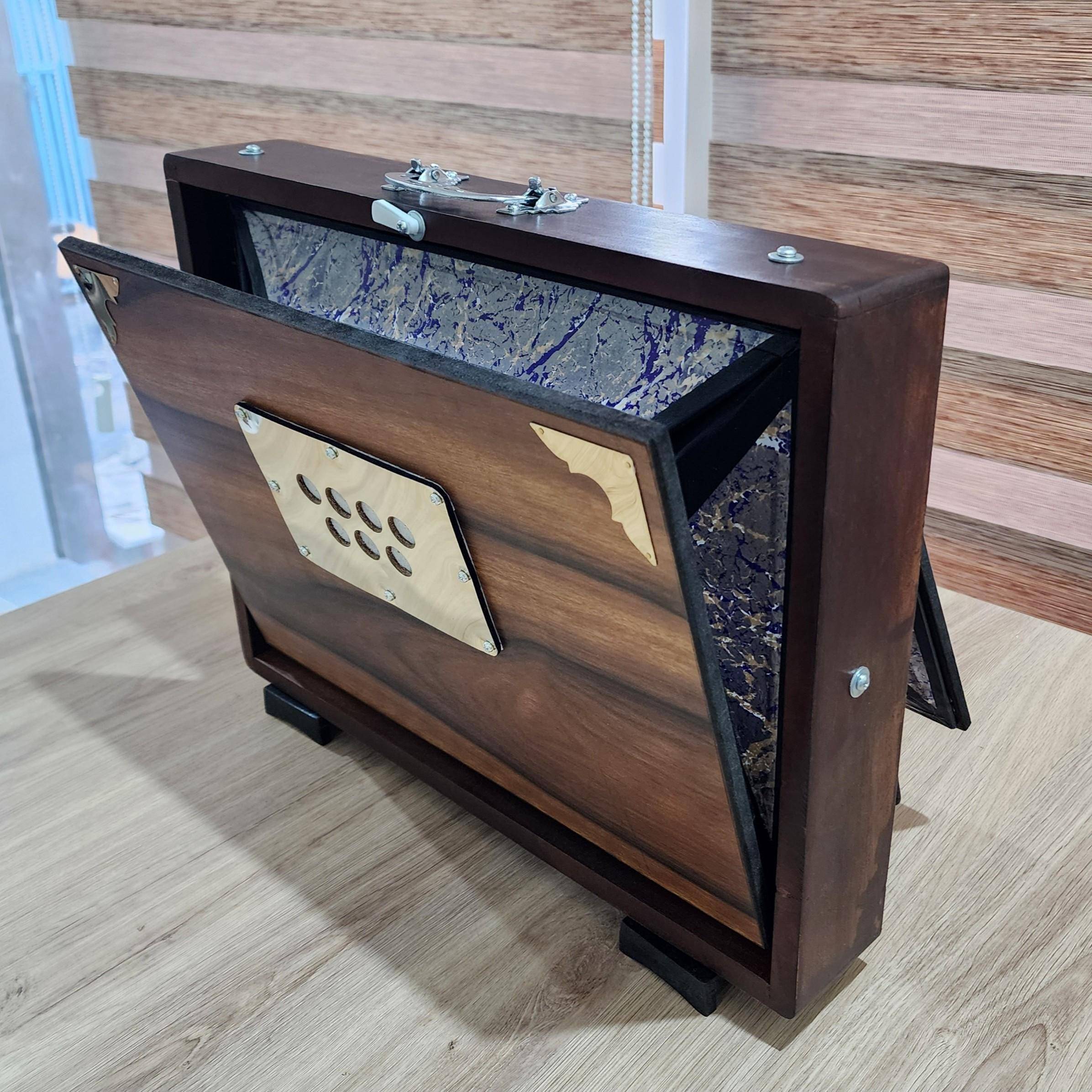 Professional 13-Key Wood Shruti Box – 440Hz/432Hz Indian Drone Instrument with Bag — handcrafted wooden product by Shrijicrafts