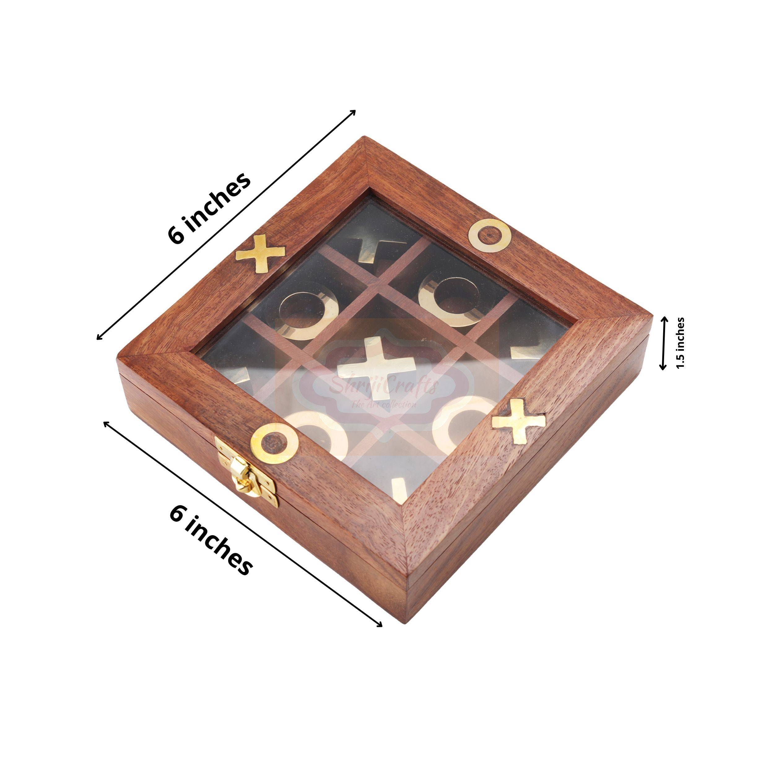 Wooden Tic Tac Toe game with glass lid - View 6