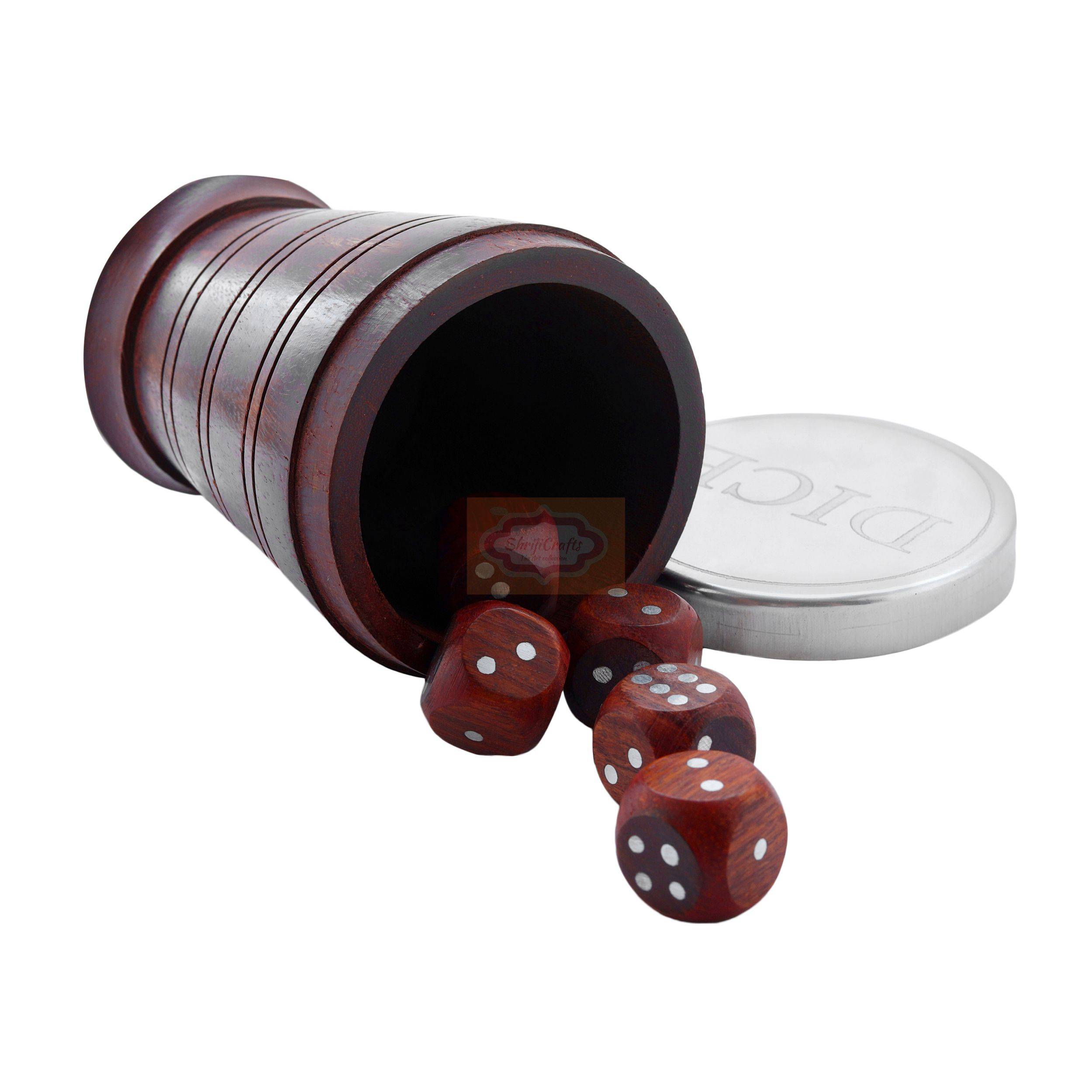 Handcrafted wooden dice shaker set made from premium natural wood with a classic rustic finish - View 4