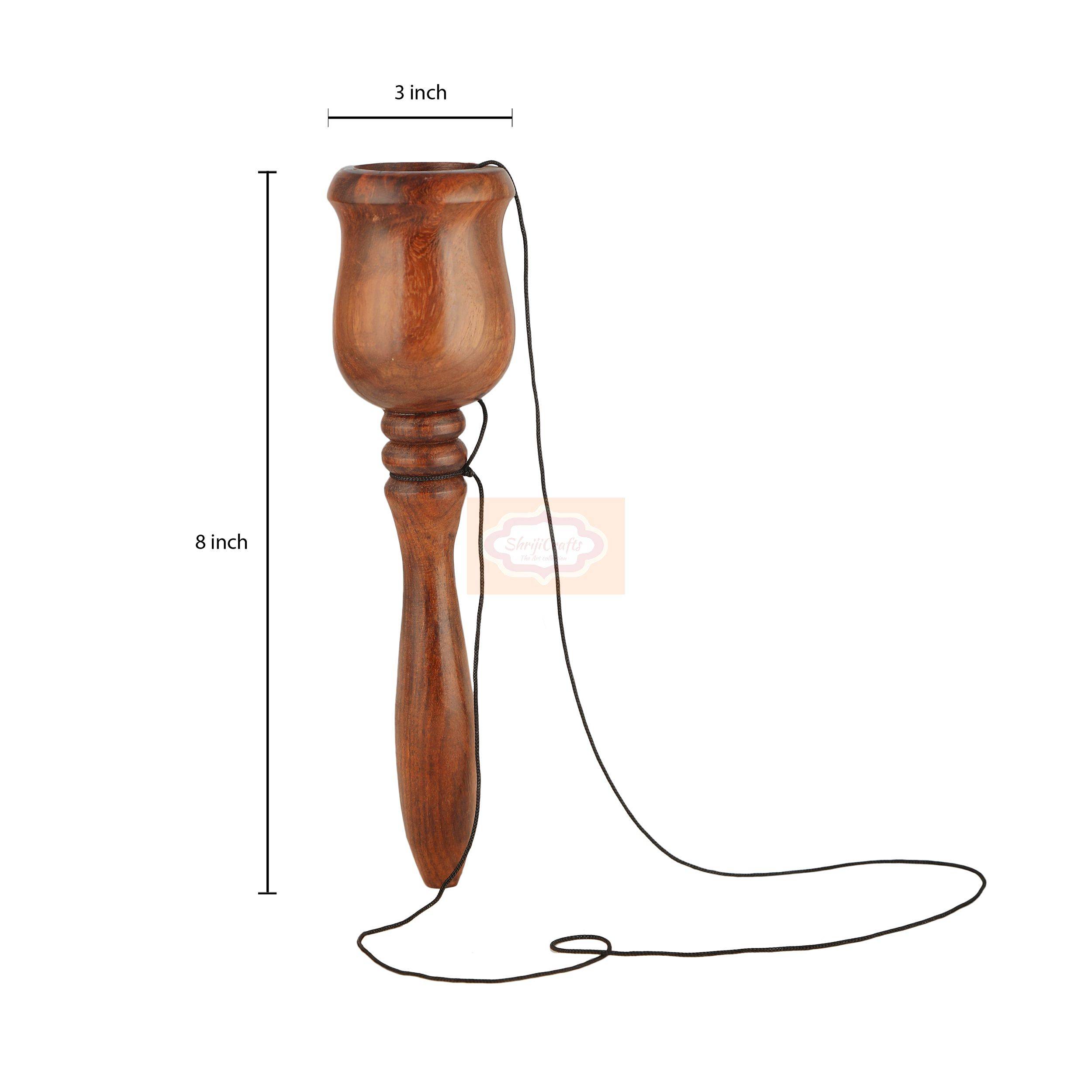 Handcrafted wooden handbell made from premium natural wood with a smooth polished finish - View 2