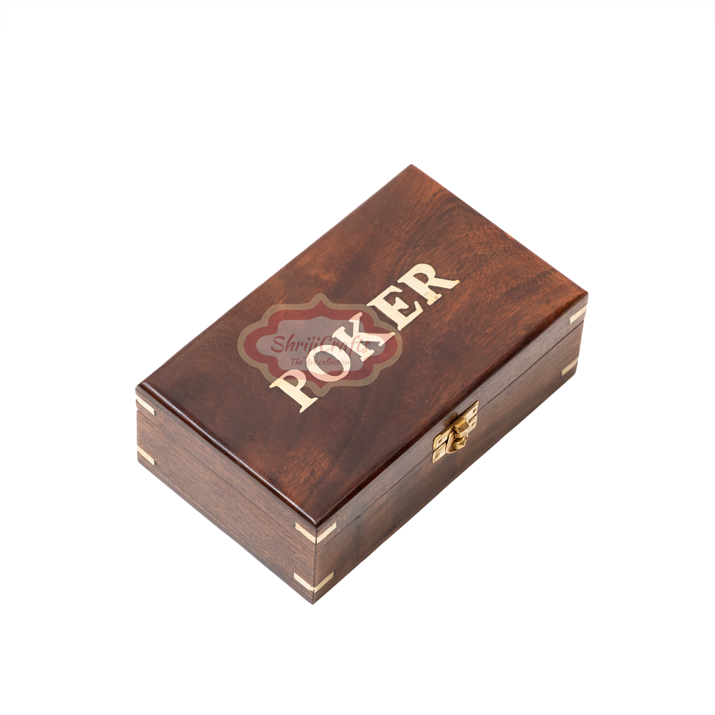 Handcrafted wooden poker storage box for organizing poker chips playing cards and game accessories — handcrafted wooden product by Shrijicrafts