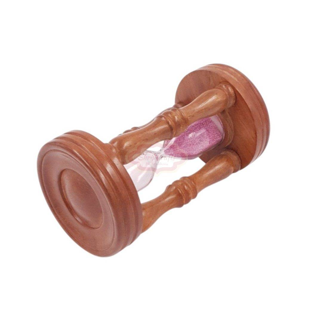 Handcrafted wooden sand timer with a durable glass center - View 3