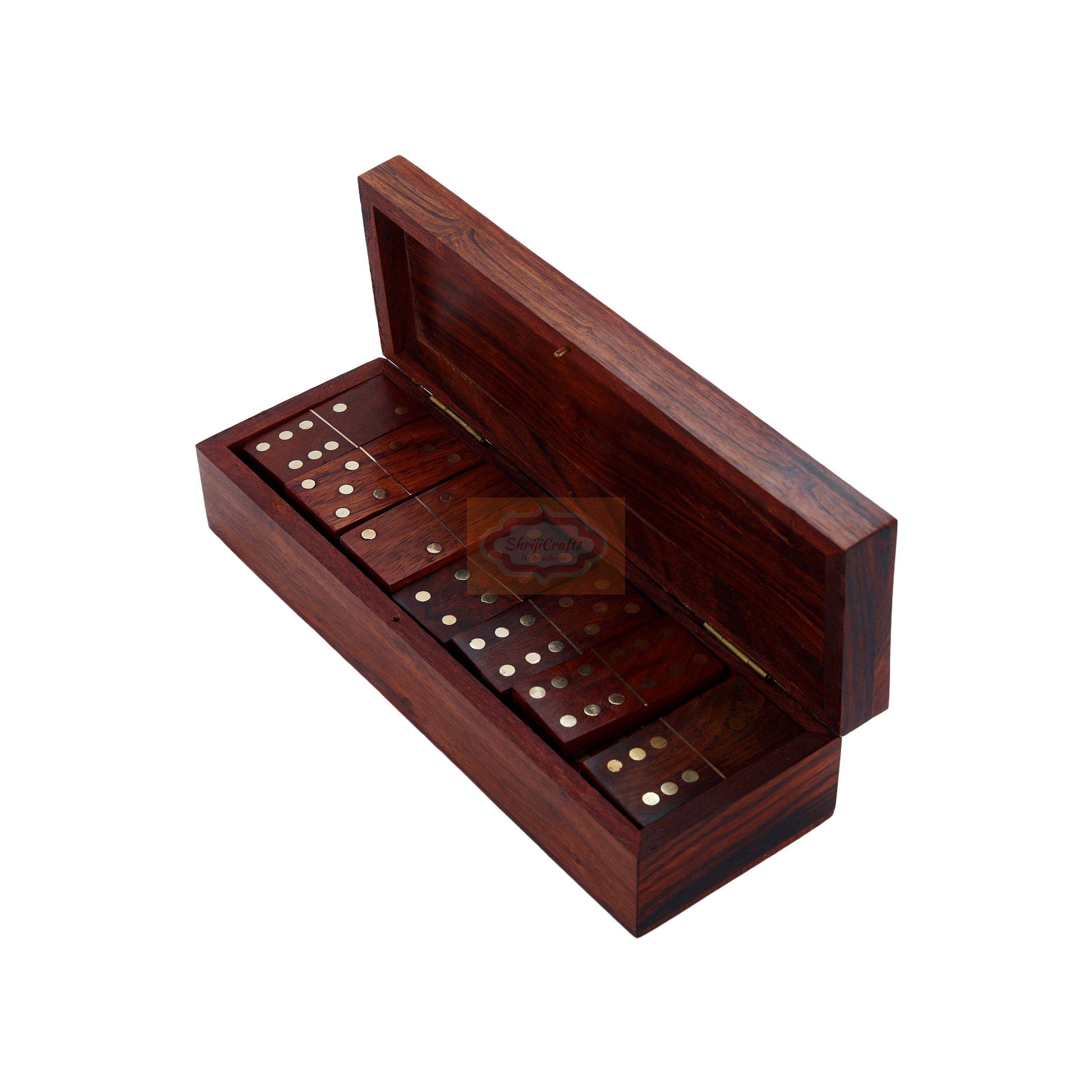 Bring family and friends together with this handcrafted 28-piece Wooden Domino Set - View 3